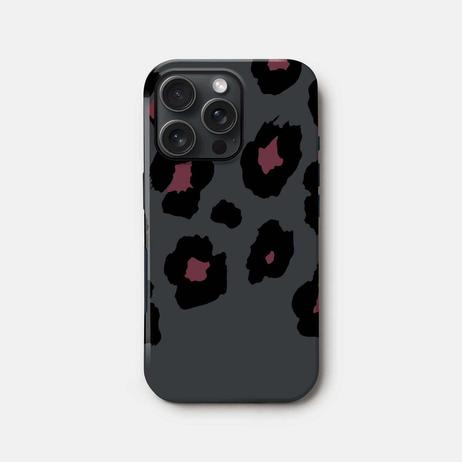 Grey Burgundy Leopard Print Case iPhone 17e Phone Case