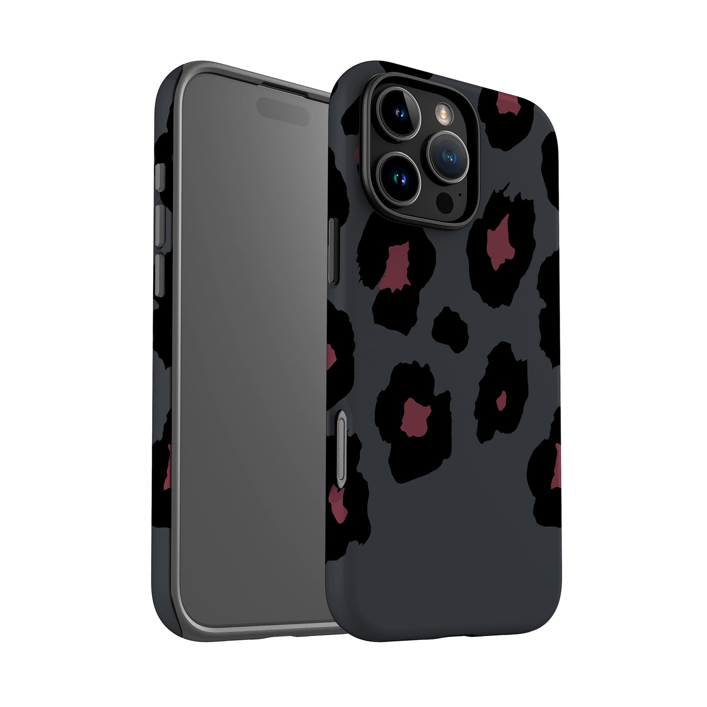 Grey Burgundy Leopard Print Case Phone Case