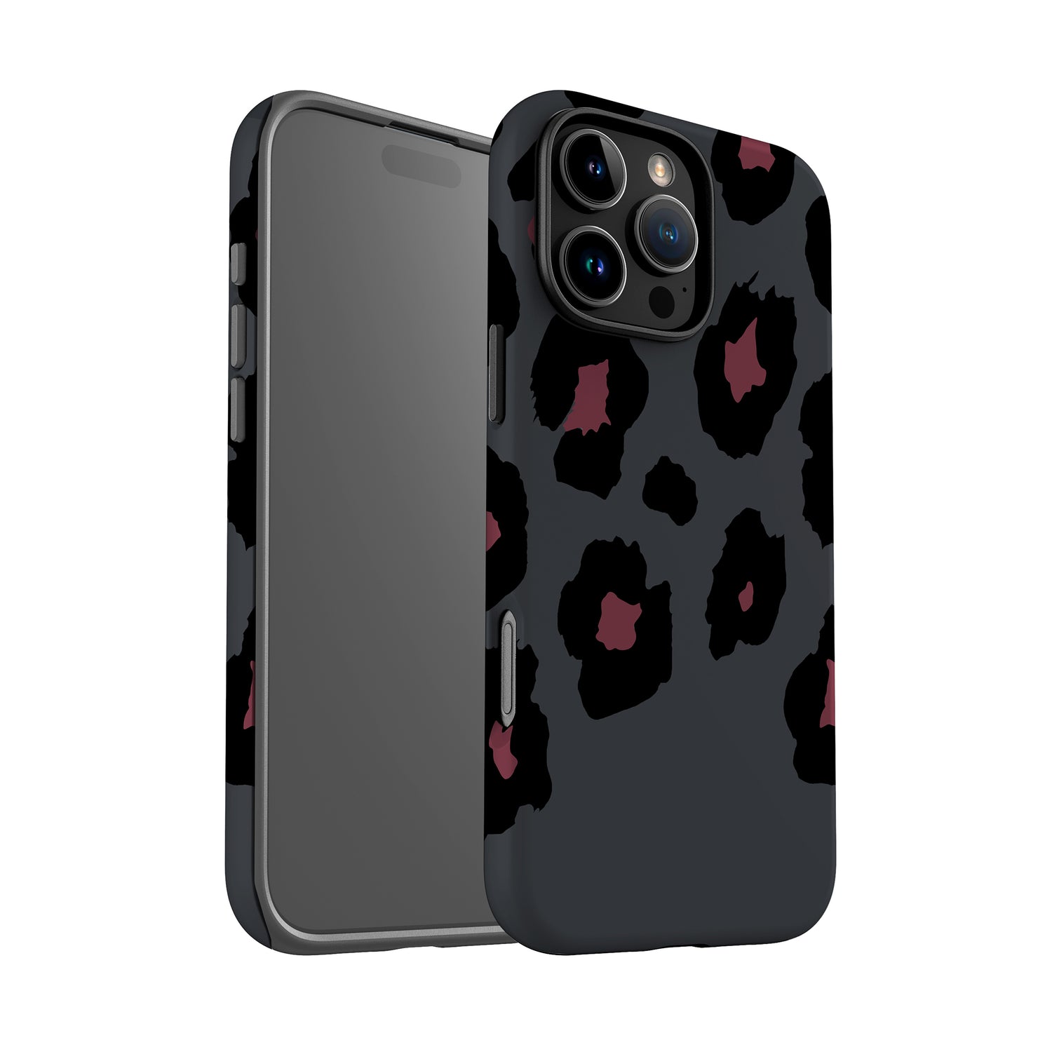 Grey Burgundy Leopard Print Case Phone Case