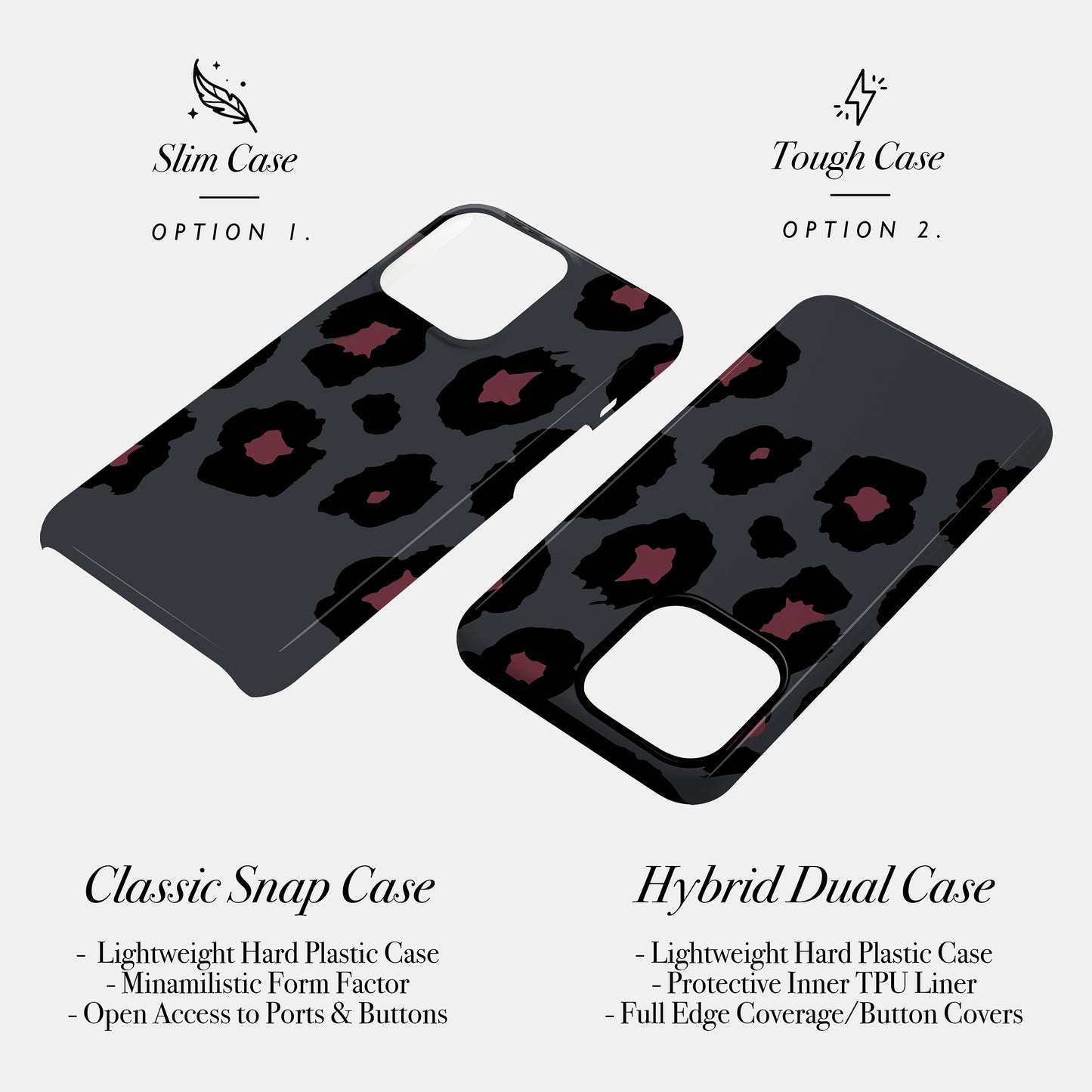Grey Burgundy Leopard Print Case Phone Case