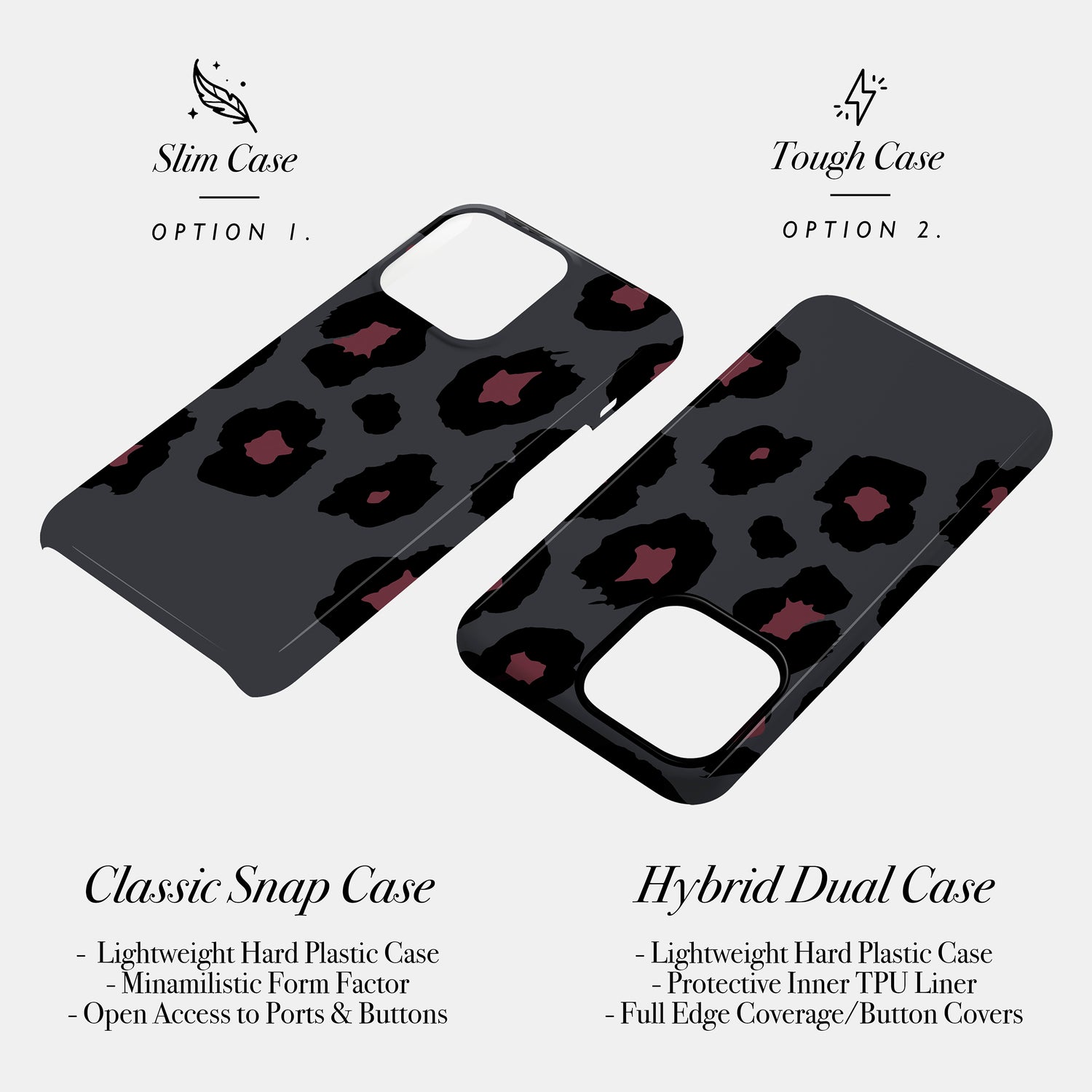 Grey Burgundy Leopard Print Case Phone Case