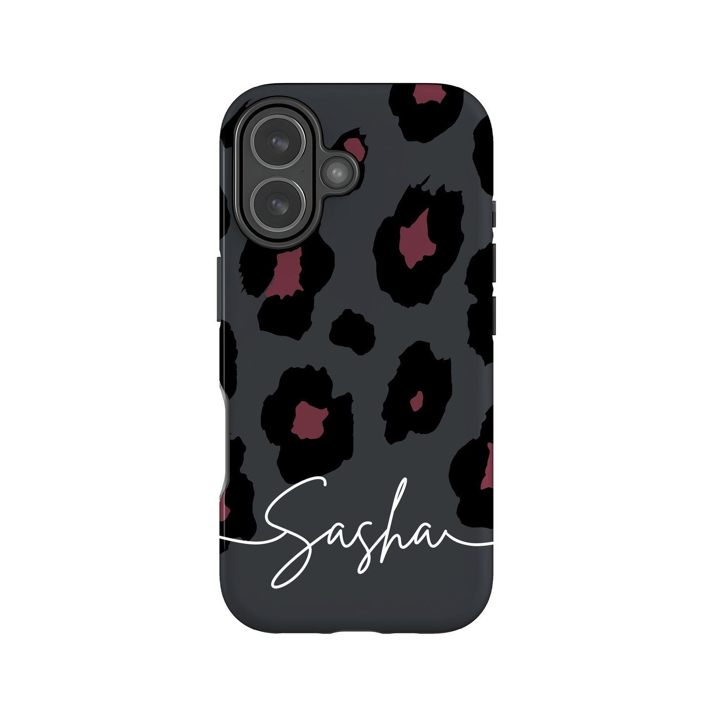 Grey Burgundy Leopard Print Case iPhone 17 Phone Case