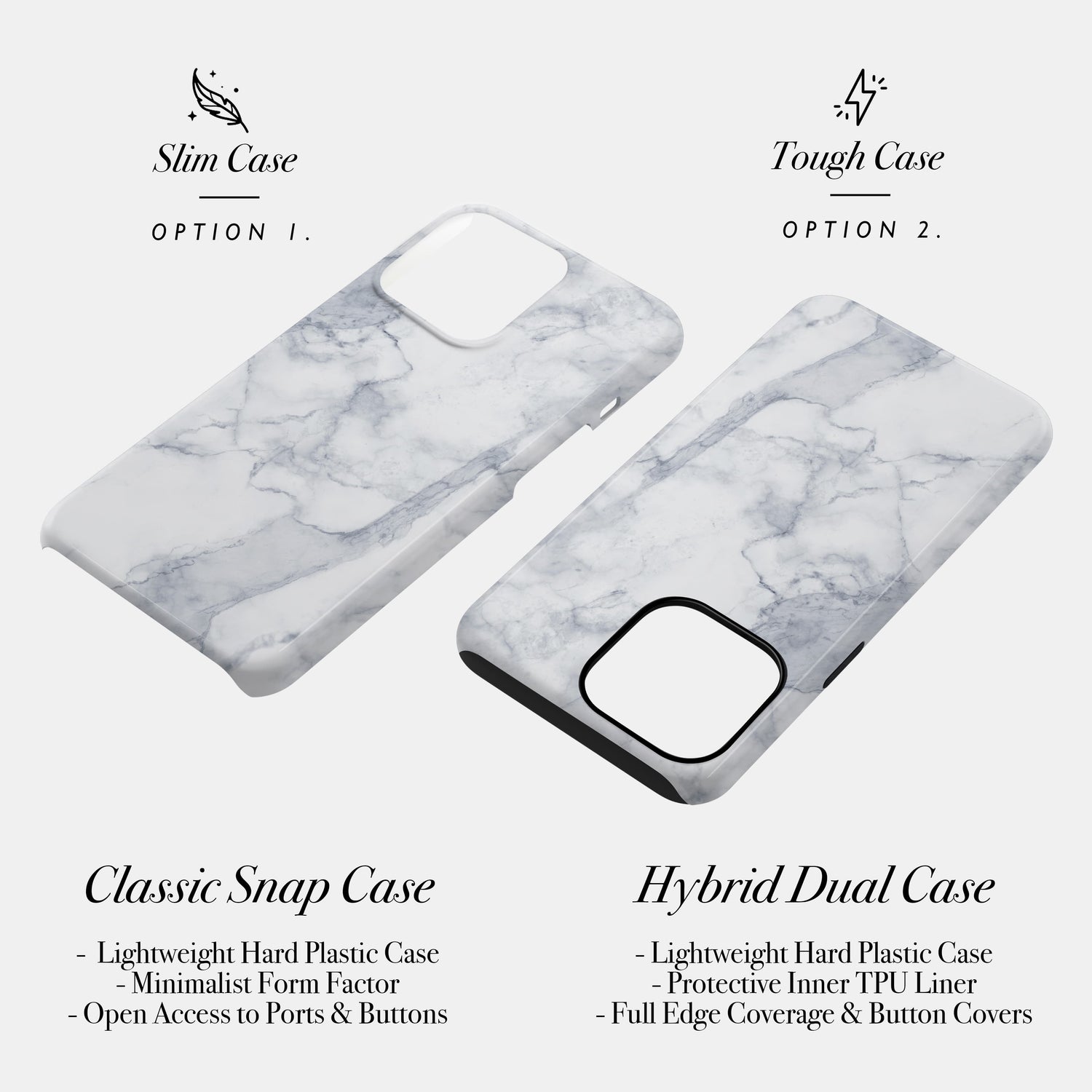 Personalised Text White Marble Phone Case Phone Case