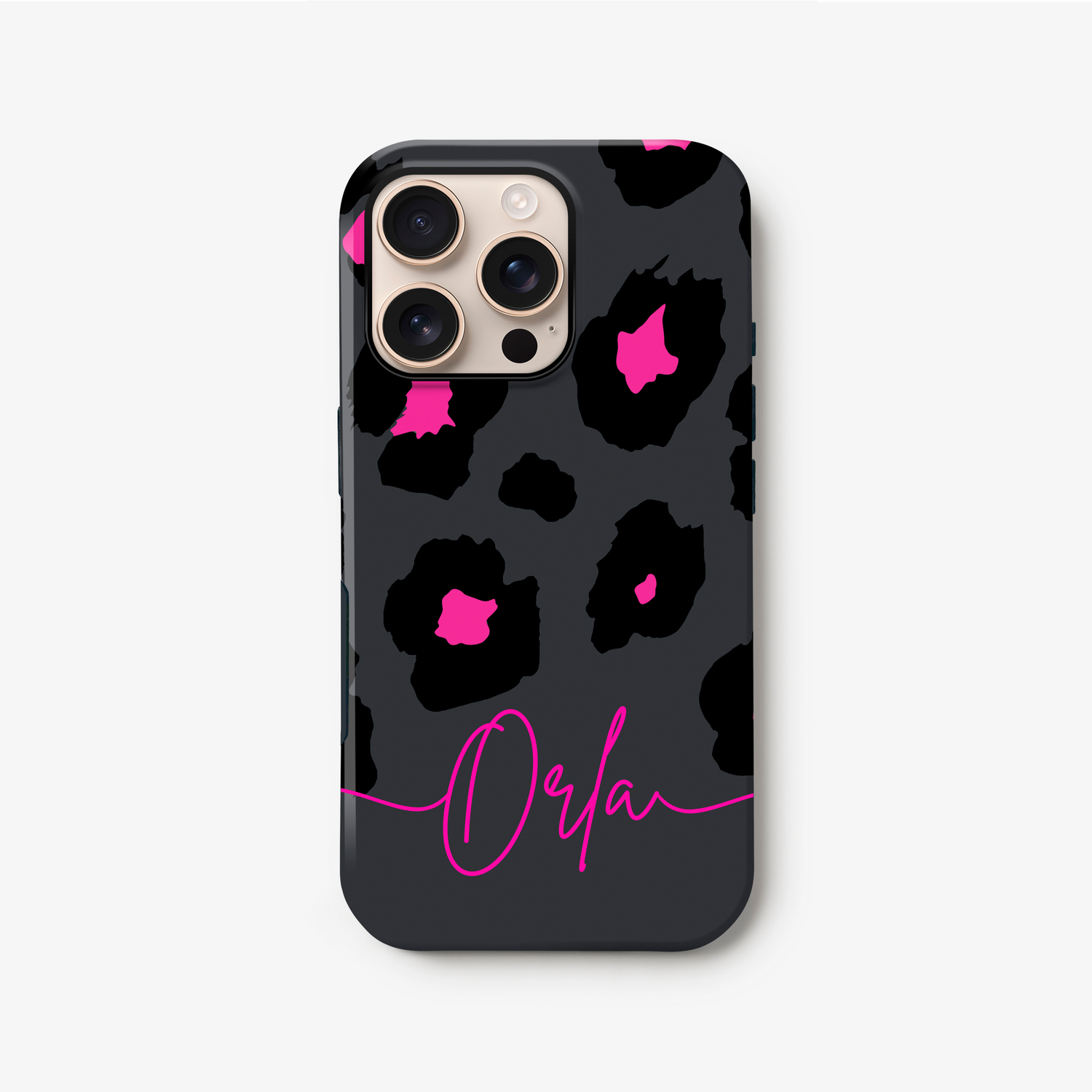 Pink Grey Leopard Print Case iPhone 16 Phone Case