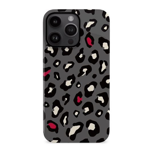 Red and Dark Grey Leopard Print Case iPhone 14 Phone Case