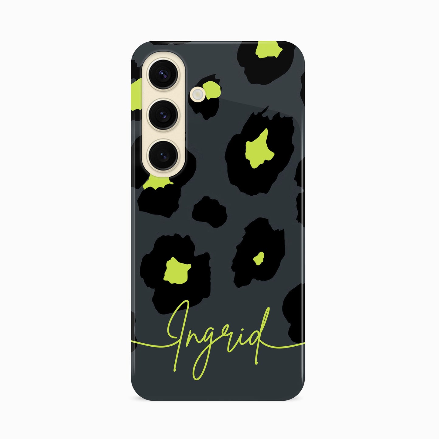 Green Grey Leopard Print Case Samsung Galaxy S24 Phone Case