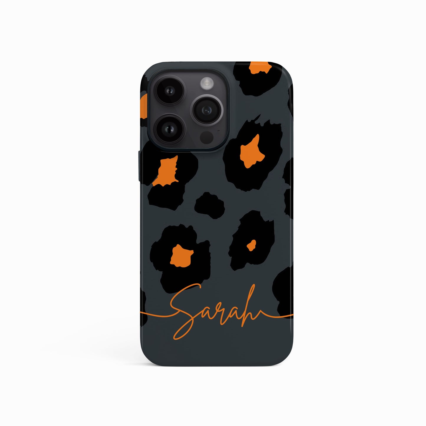 Orange Grey Leopard Print Case iPhone 15 Phone Case