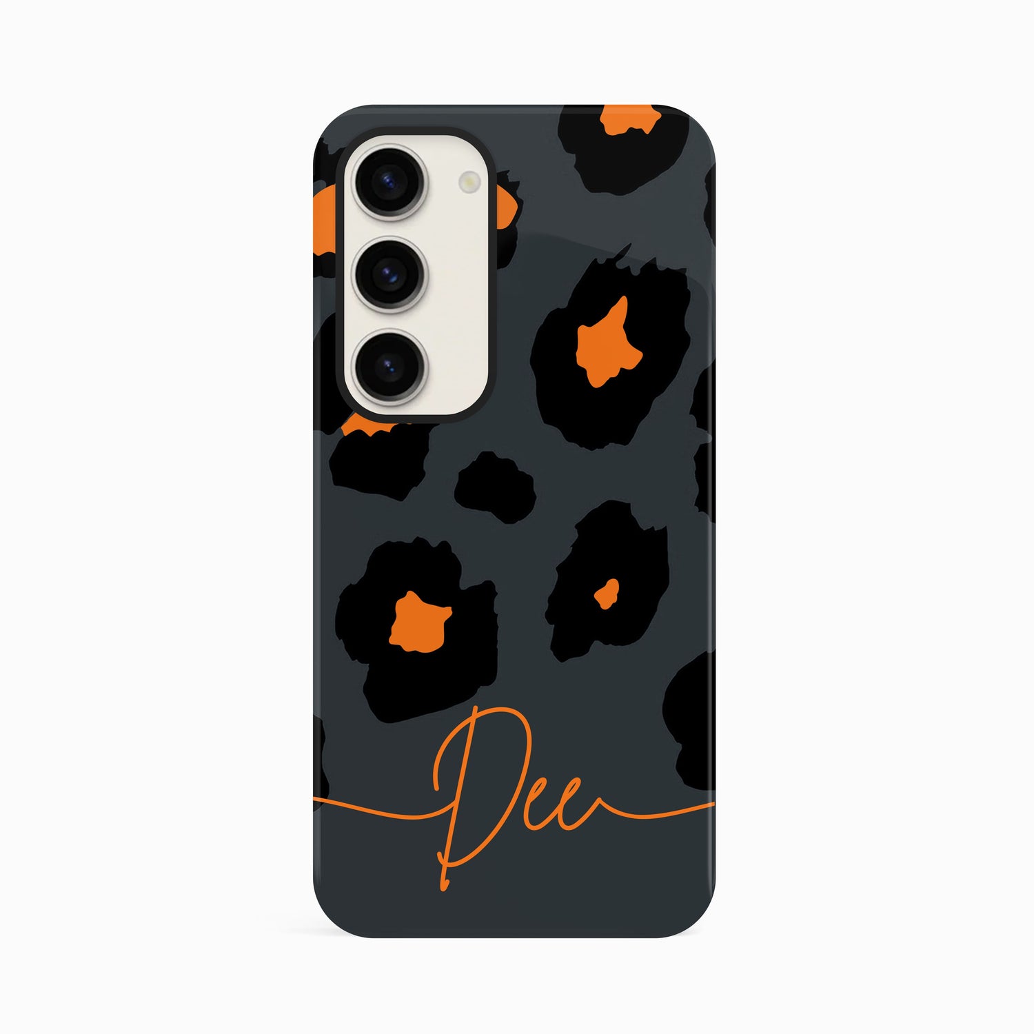 Orange Grey Leopard Print Case Samsung Galaxy S23 Phone Case