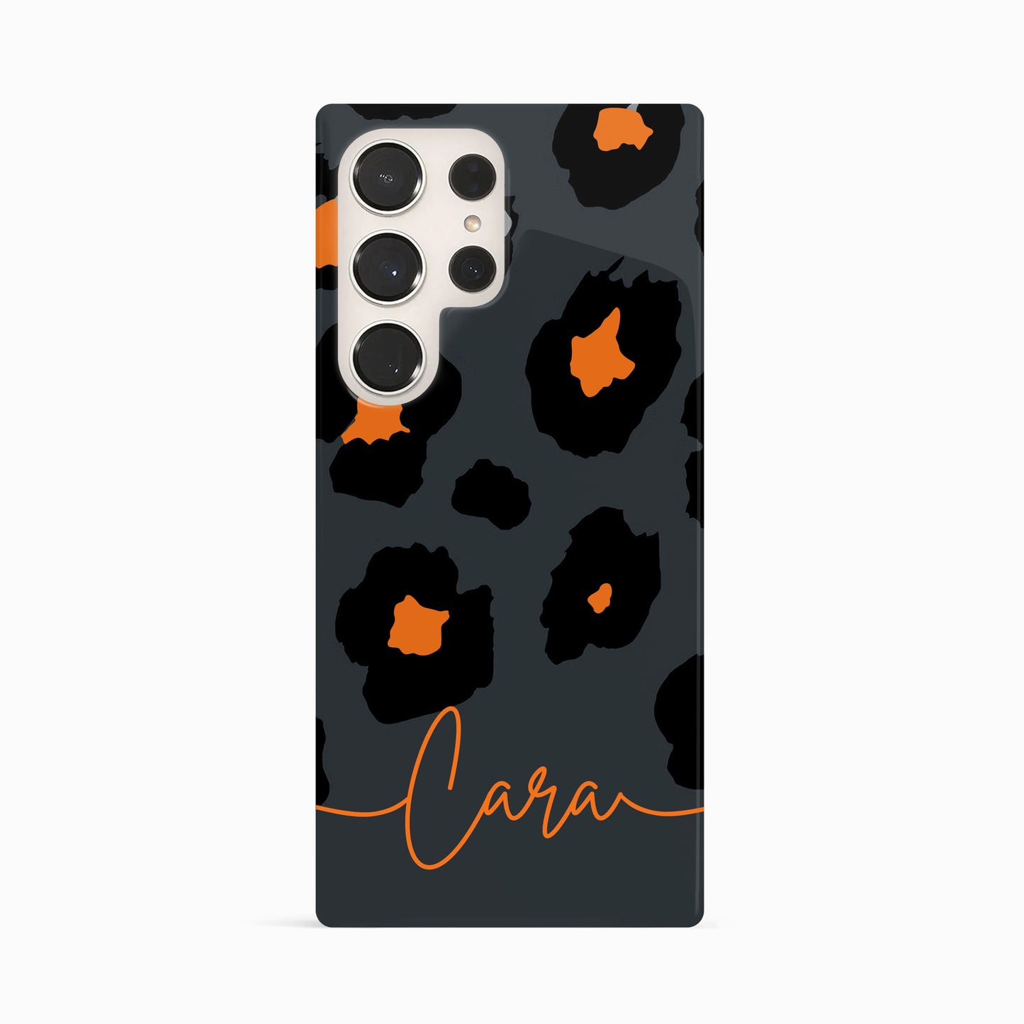 Orange Grey Leopard Print Case Samsung Galaxy S24 Phone Case