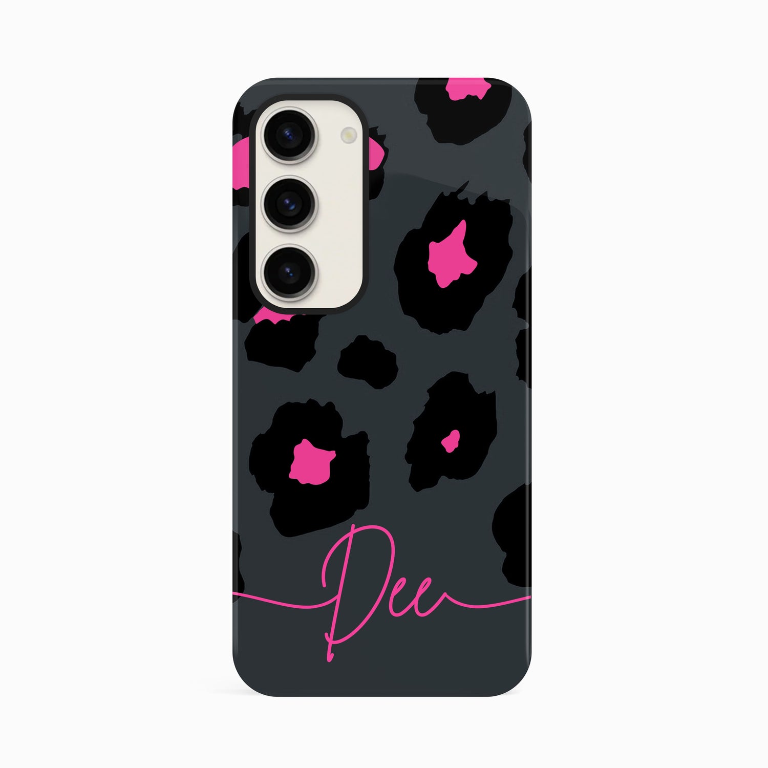 Pink Grey Leopard Print Case Samsung Galaxy S23 Phone Case