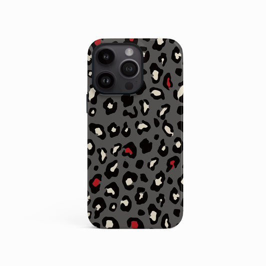 Red and Dark Grey Leopard Print Case iPhone 16 Phone Case