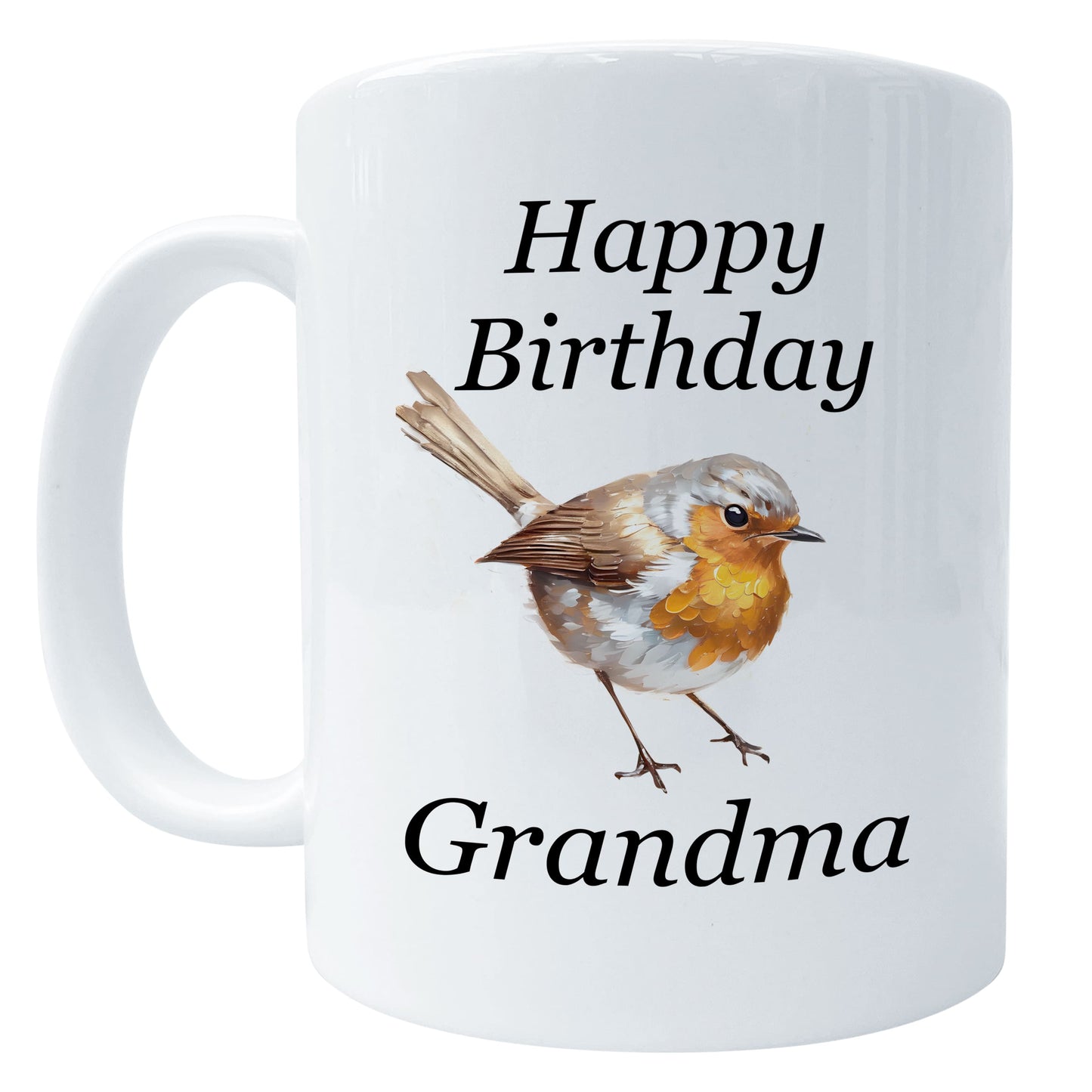 Happy Birthday Robin Art Mug Grandma Mug