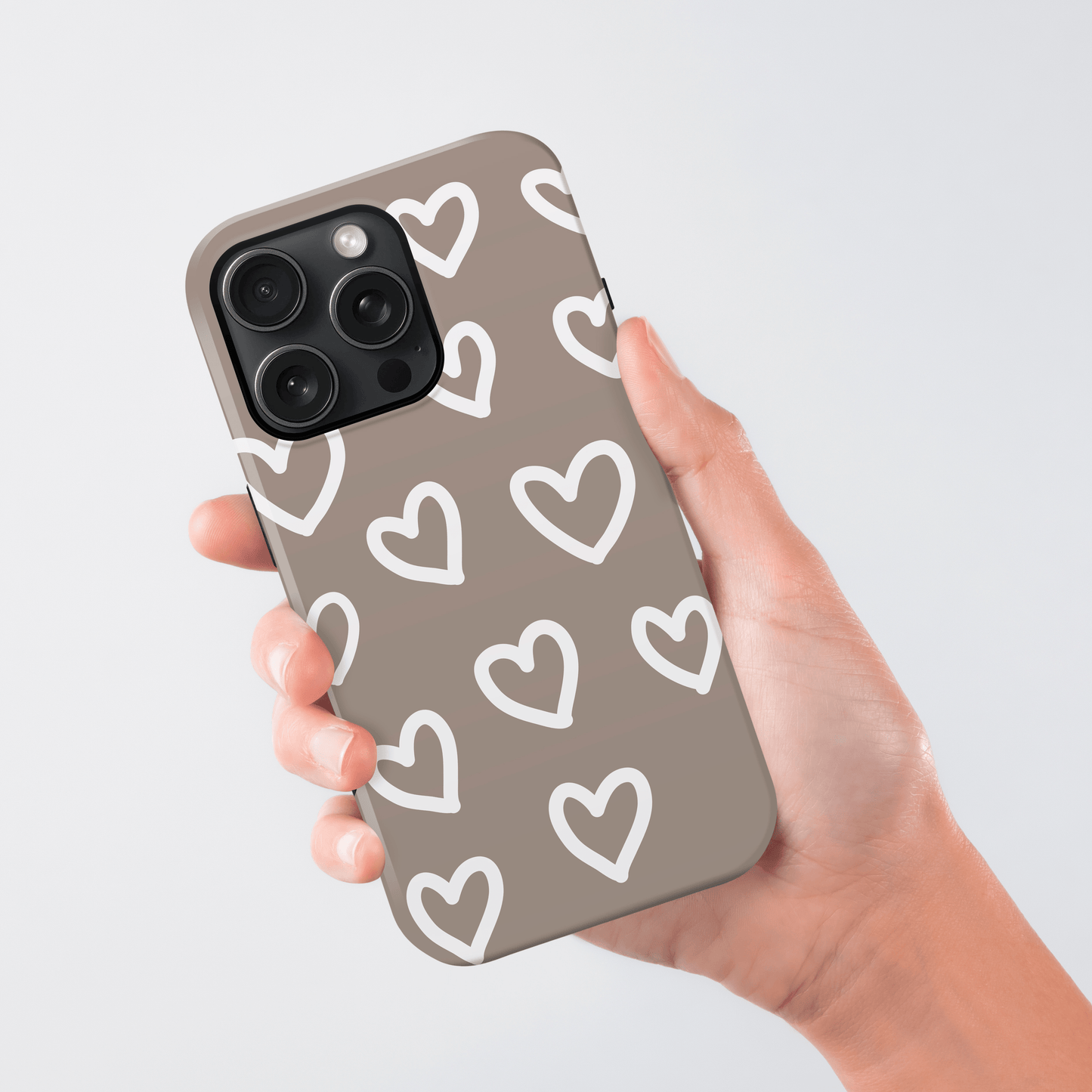 Personalised Muted Brown Heart Pattern Case Phone Case