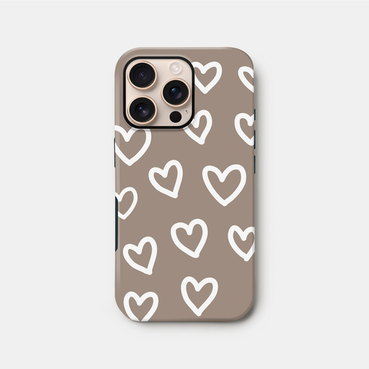 Neural Brown Heart Pattern Phone Case iPhone 16 Phone Case