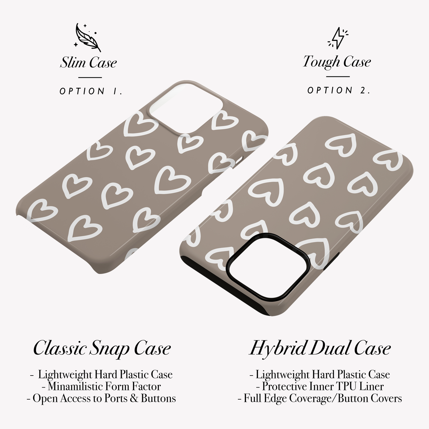 Personalised Muted Brown Heart Pattern Case Phone Case