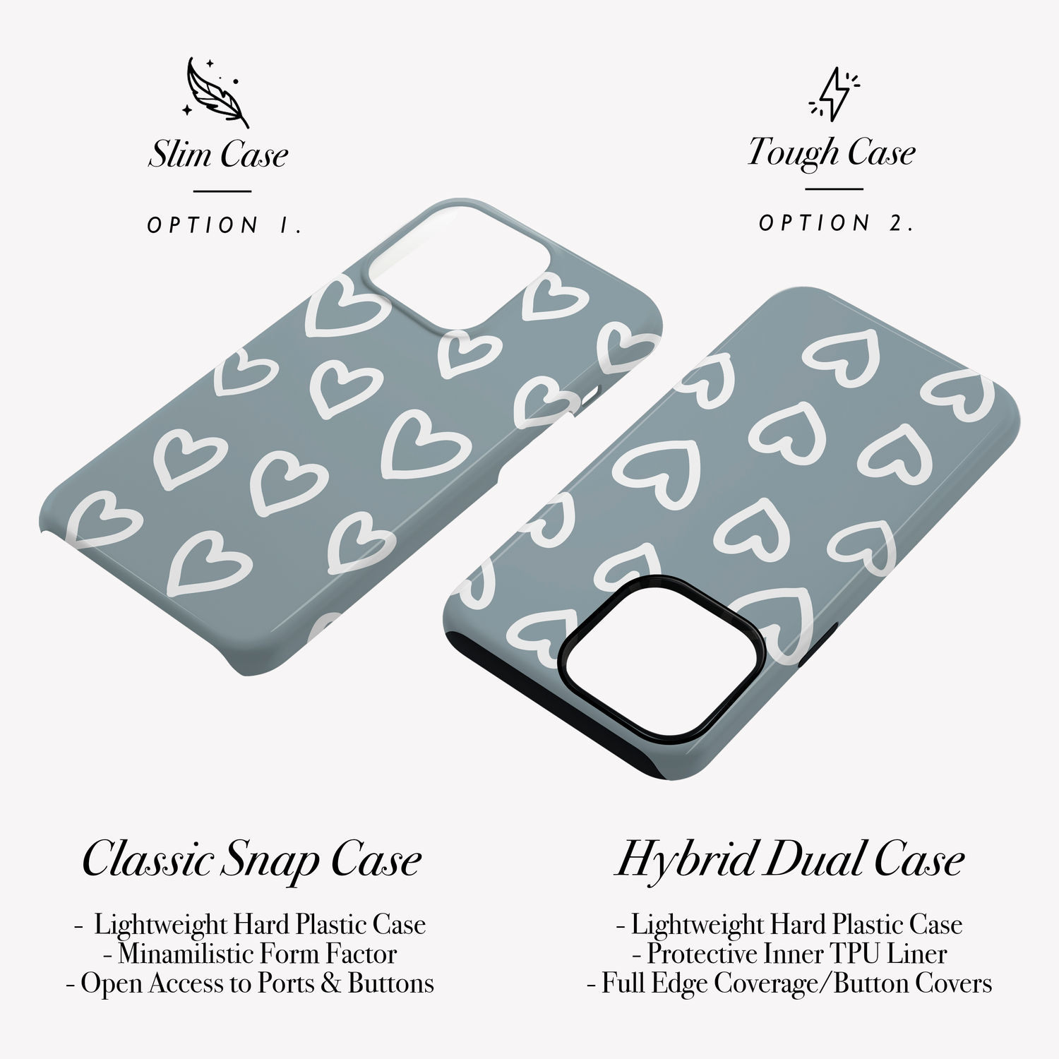 Personalised Muted Blue Heart Pattern Case Phone Case