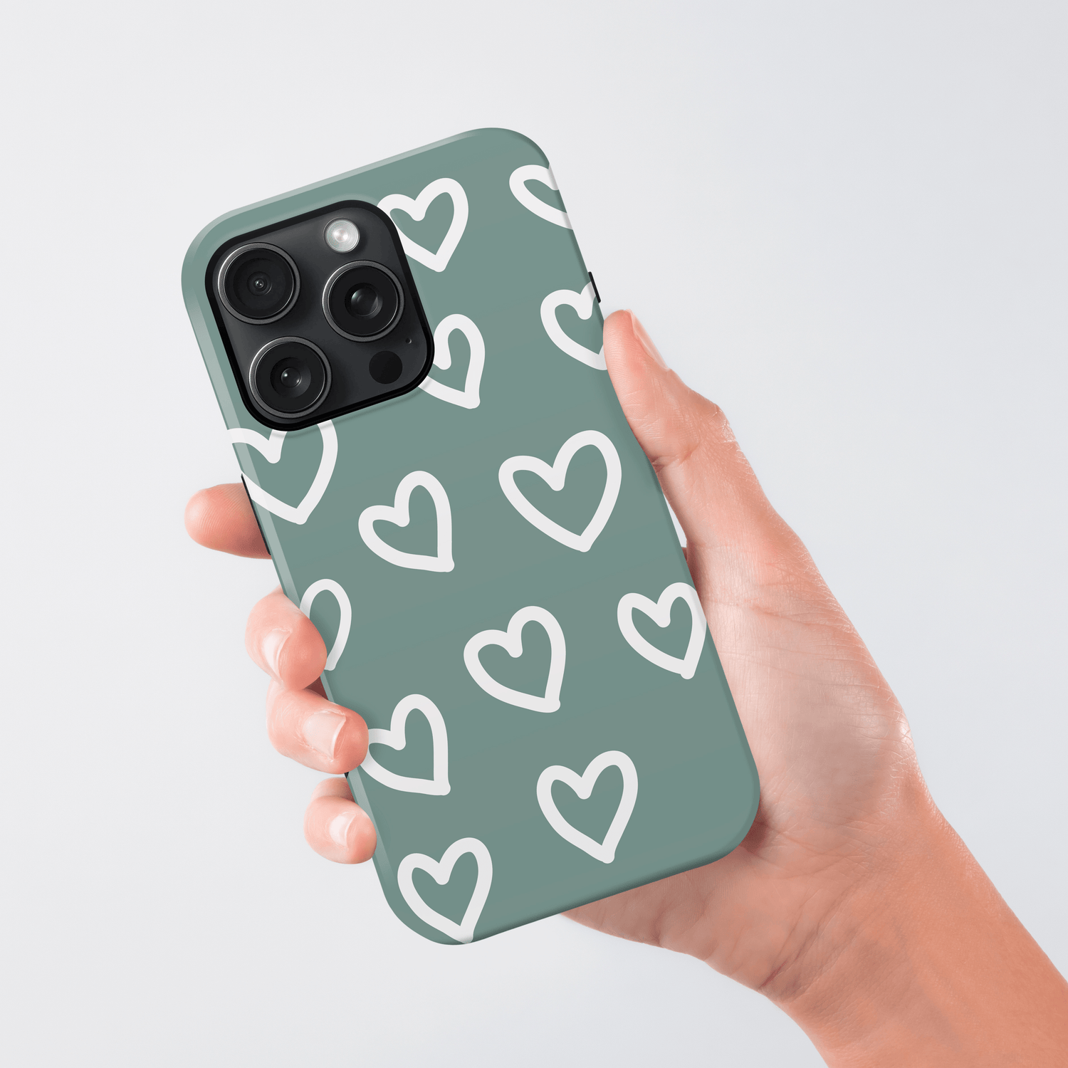 Muted Teal Heart Doodle Case Phone Case
