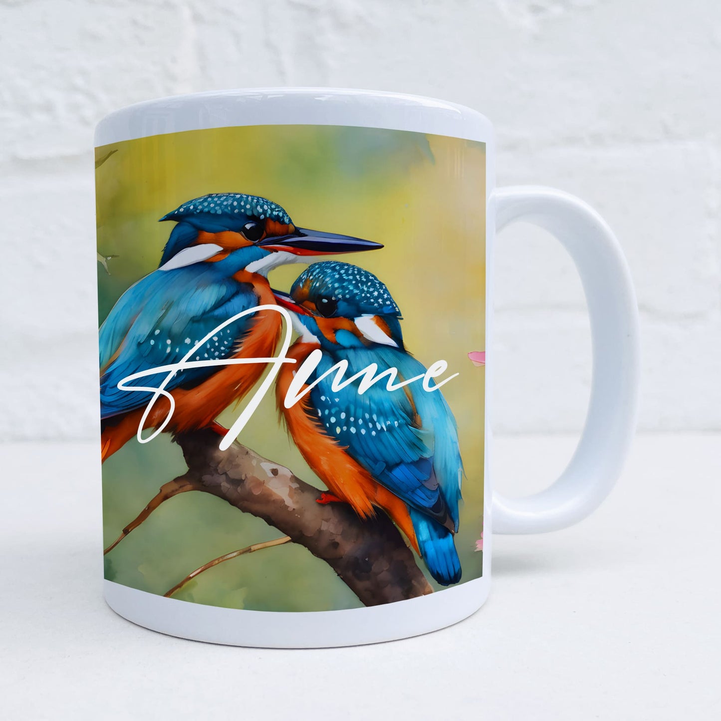 Personalised Kingfisher Art Mug and Coaster Gift Set  Mug