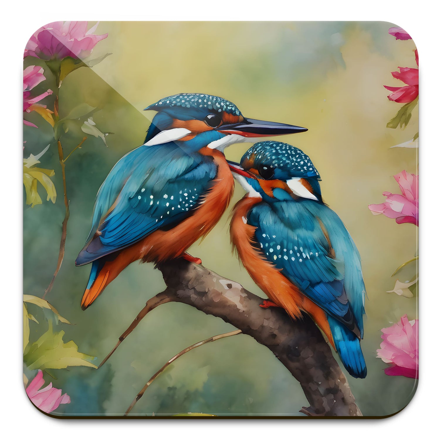 Watercolour British Bird Art 4 x Coaster Set 4 x Kingfishers Coaster