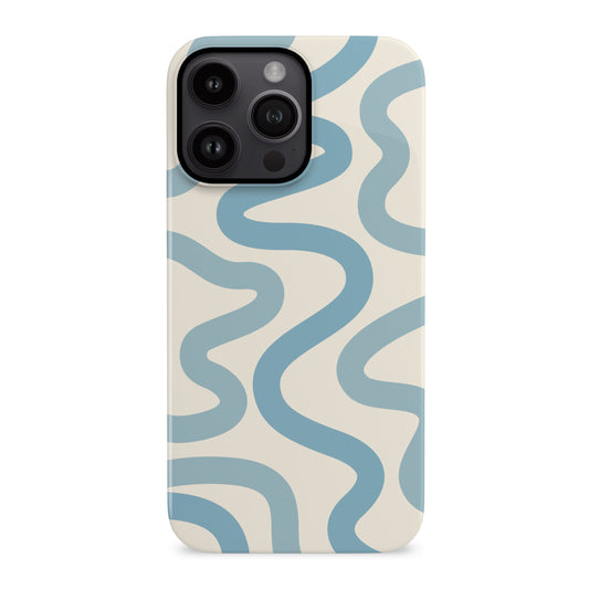 Light Blue Wavy Pattern Print Case iPhone 16 Phone Case