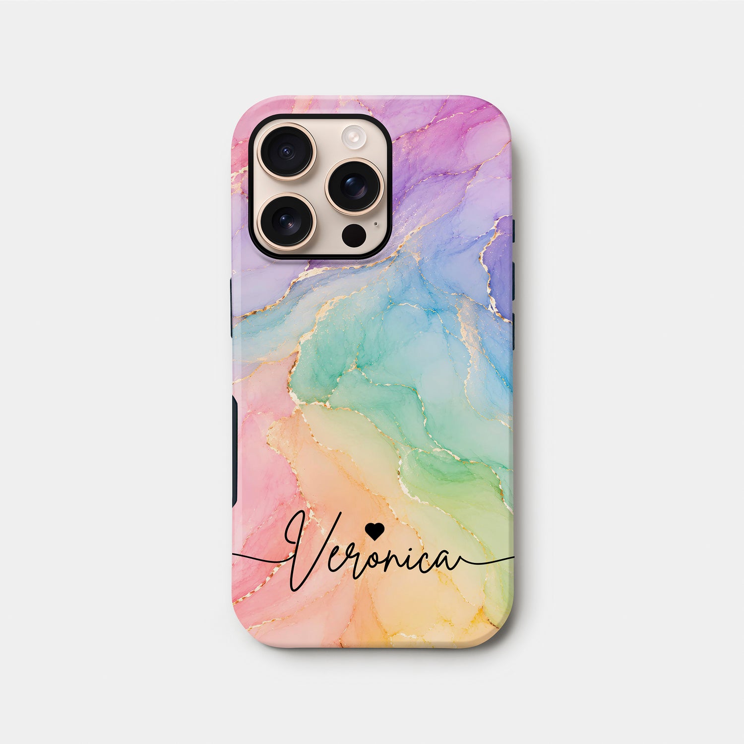 Personalised Pastel Rainbow Marble Case iPhone 16 Pro Phone Case