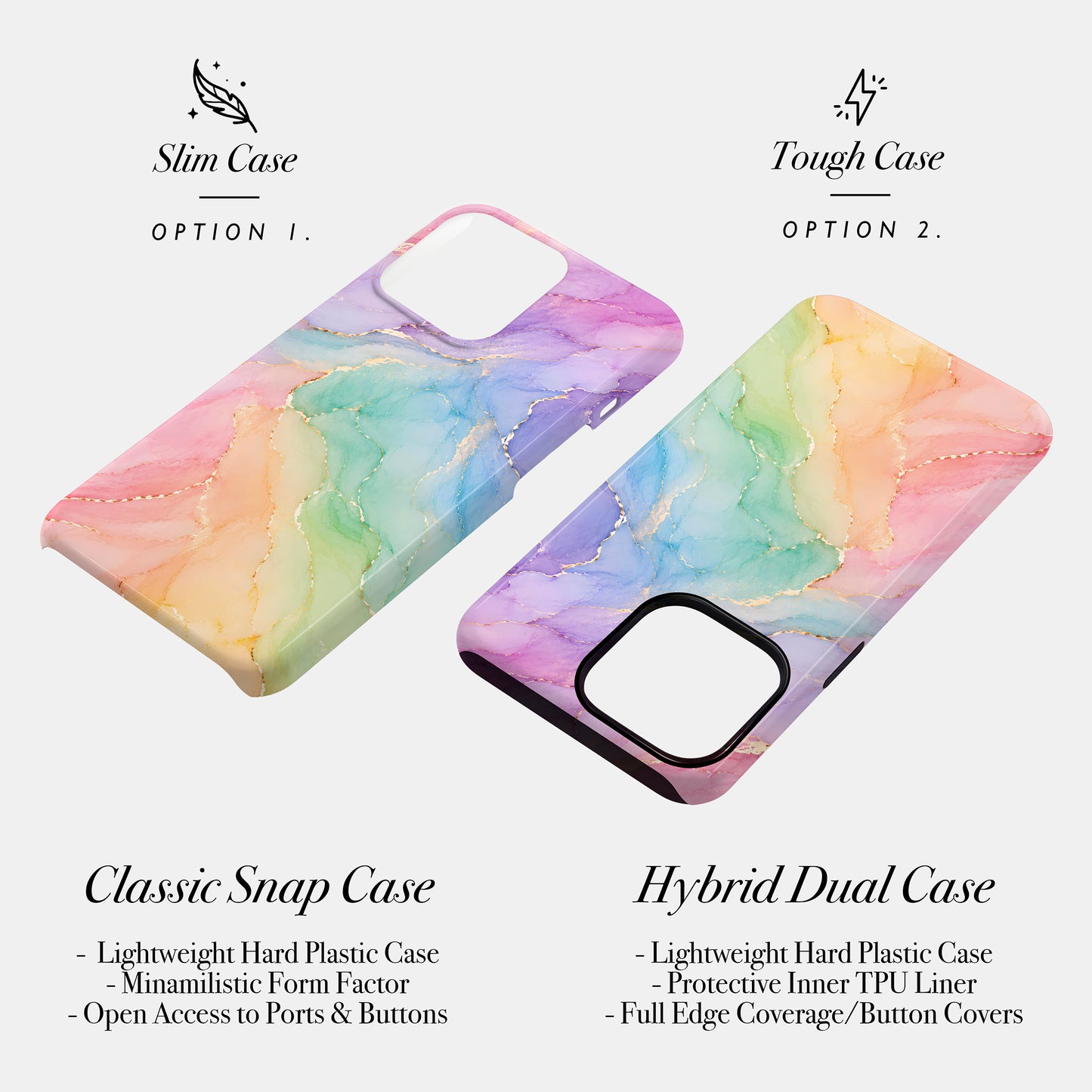 Personalised Light Rainbow Marble Case Phone Case