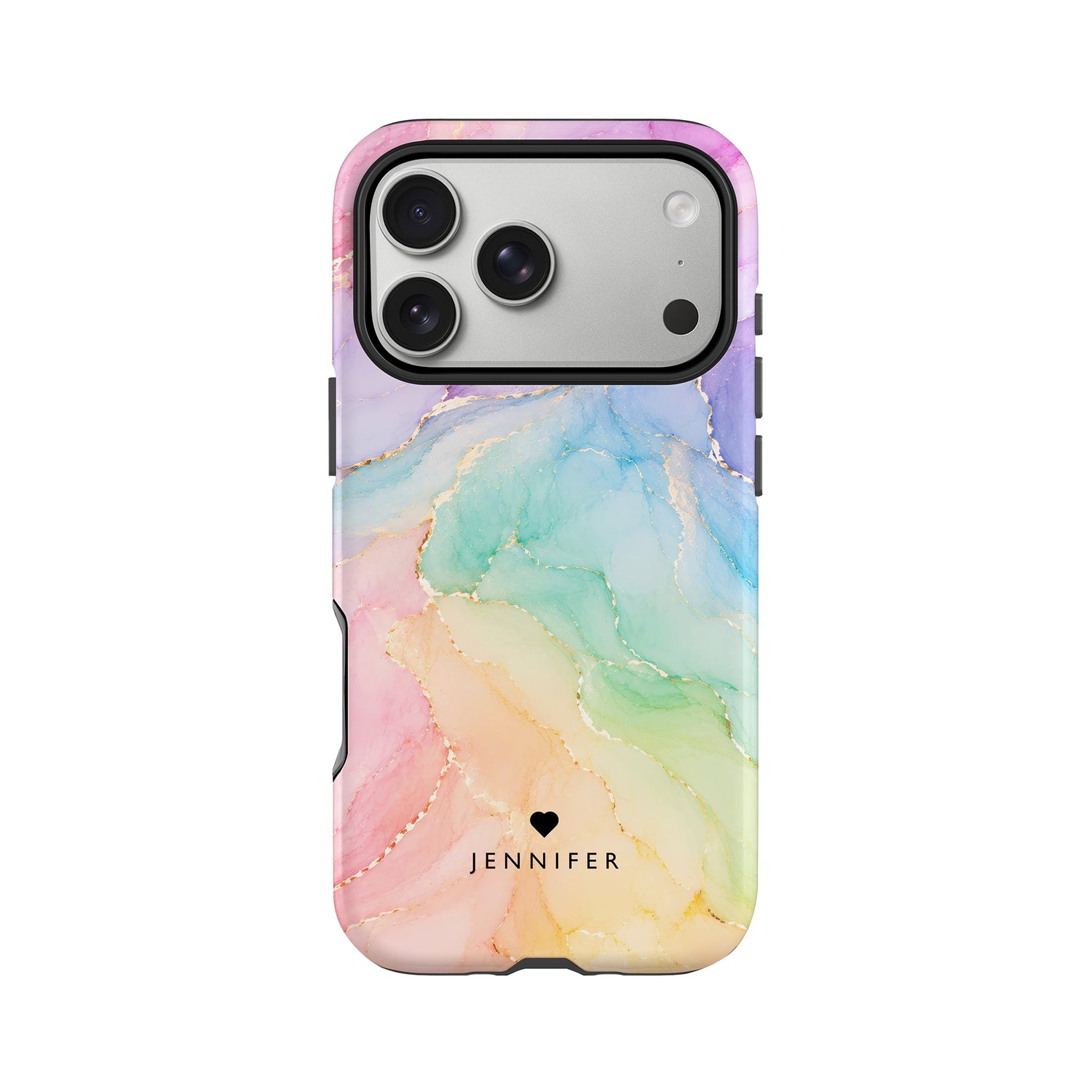 Personalised Light Rainbow Marble Case iPhone 17 Pro Phone Case