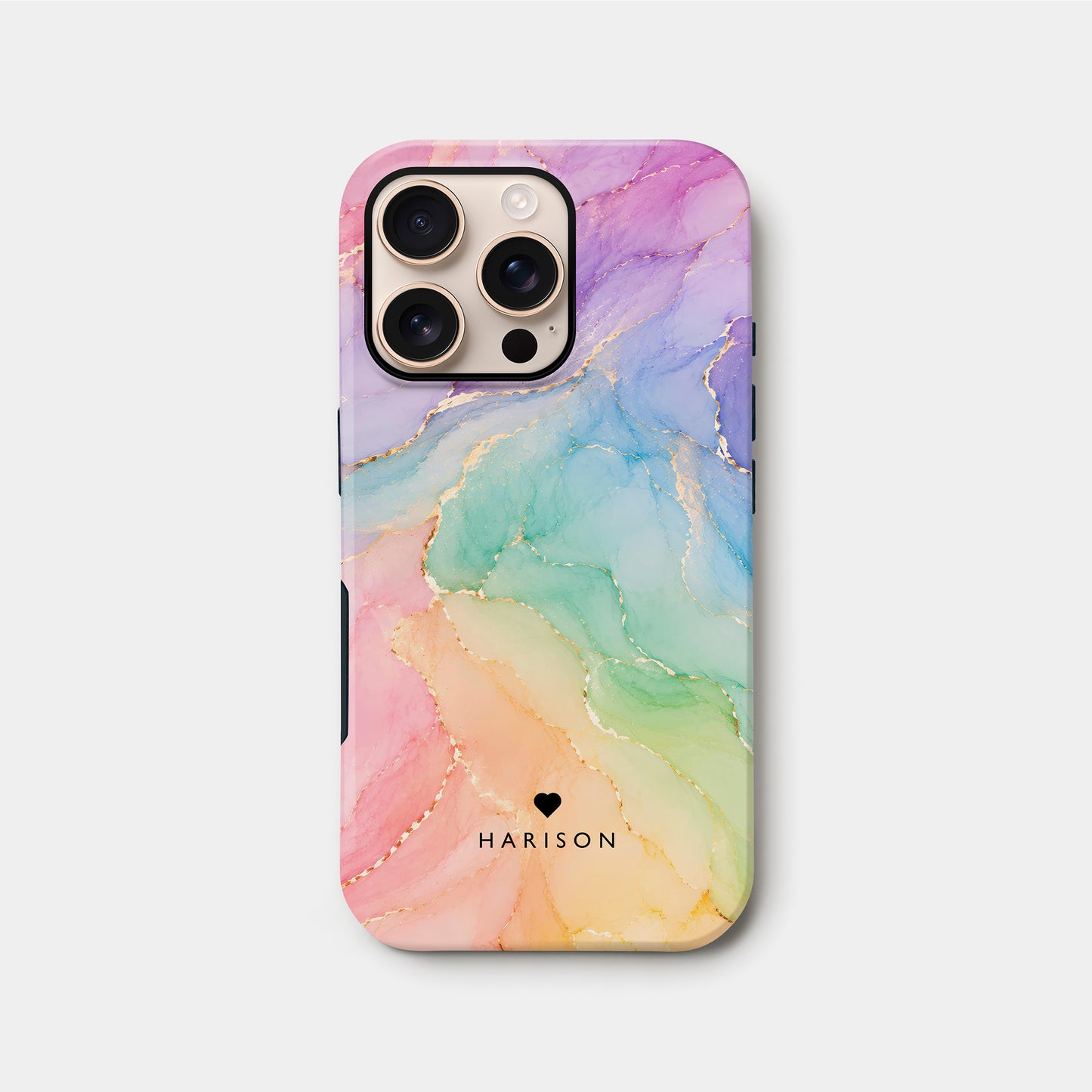 Personalised Light Rainbow Marble Case iPhone 16 Pro Phone Case