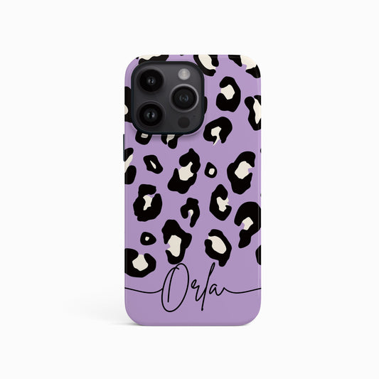 Custom Light Purple Leopard Print Phone Case iPhone 15 Phone Case