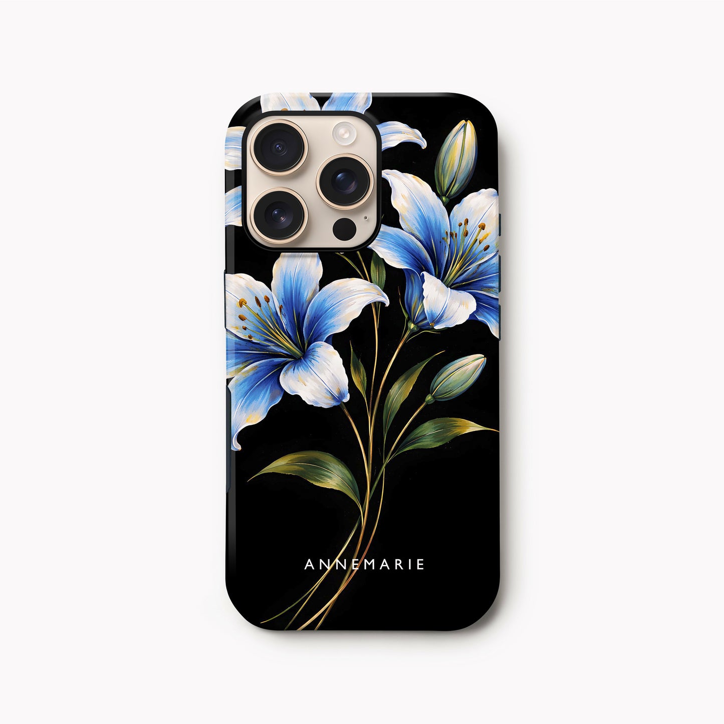 Custom Blue Lili Floral Print Case iPhone 16 Pro Phone Case