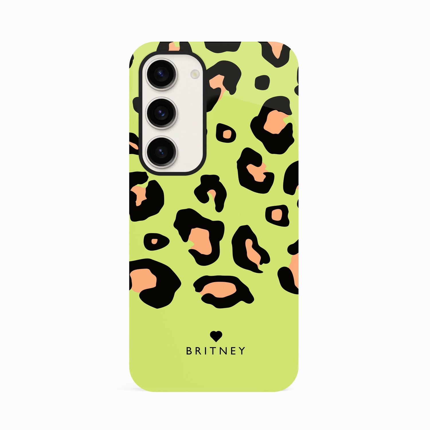 Personalised Green & Orange Leopard Print Case Samsung Galaxy S23 Phone Case