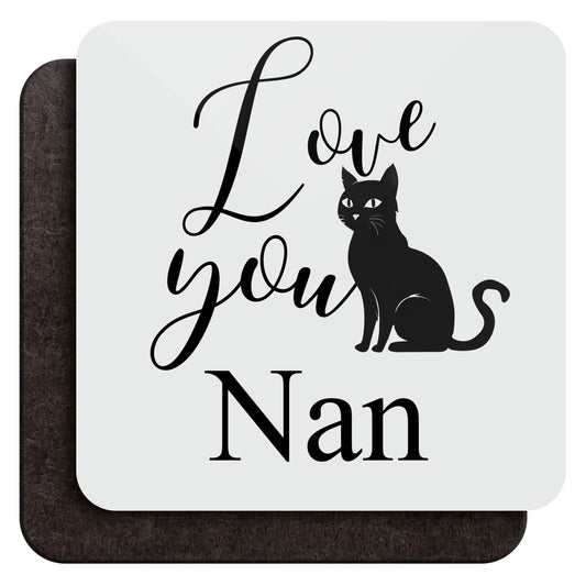 Love You Personalised Black Cat Coaster