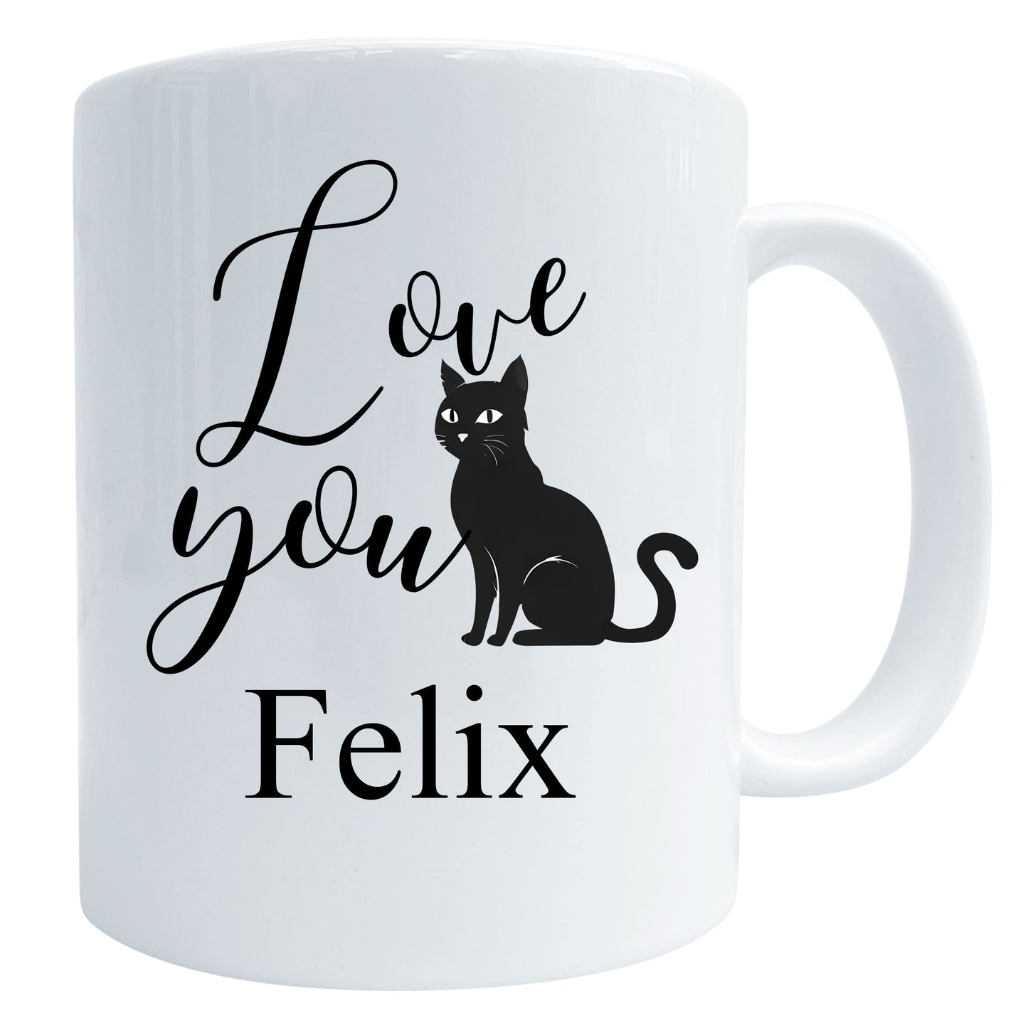 Love You Black Cat Mug Gift Personalised Mug