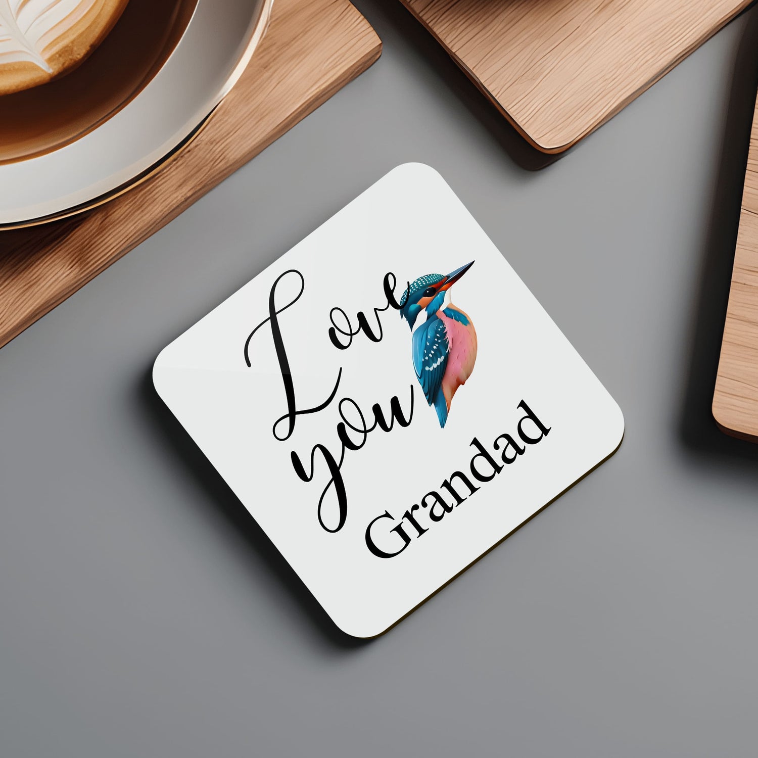 Love You Kingfisher Bird Art Personalised Coaster  Coaster