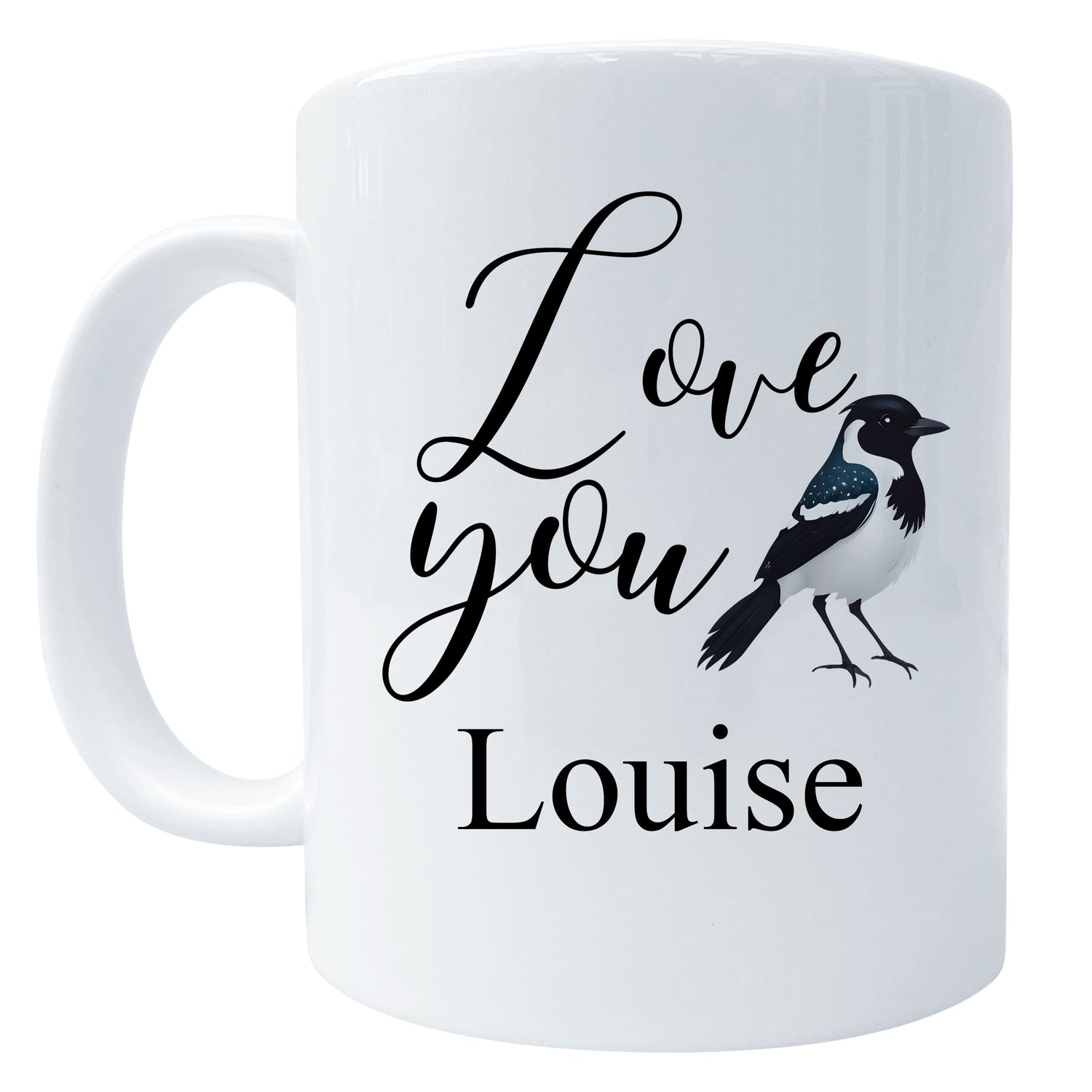 Love You Personalised Magpie Bird Art Gift Mug Personalised Mug