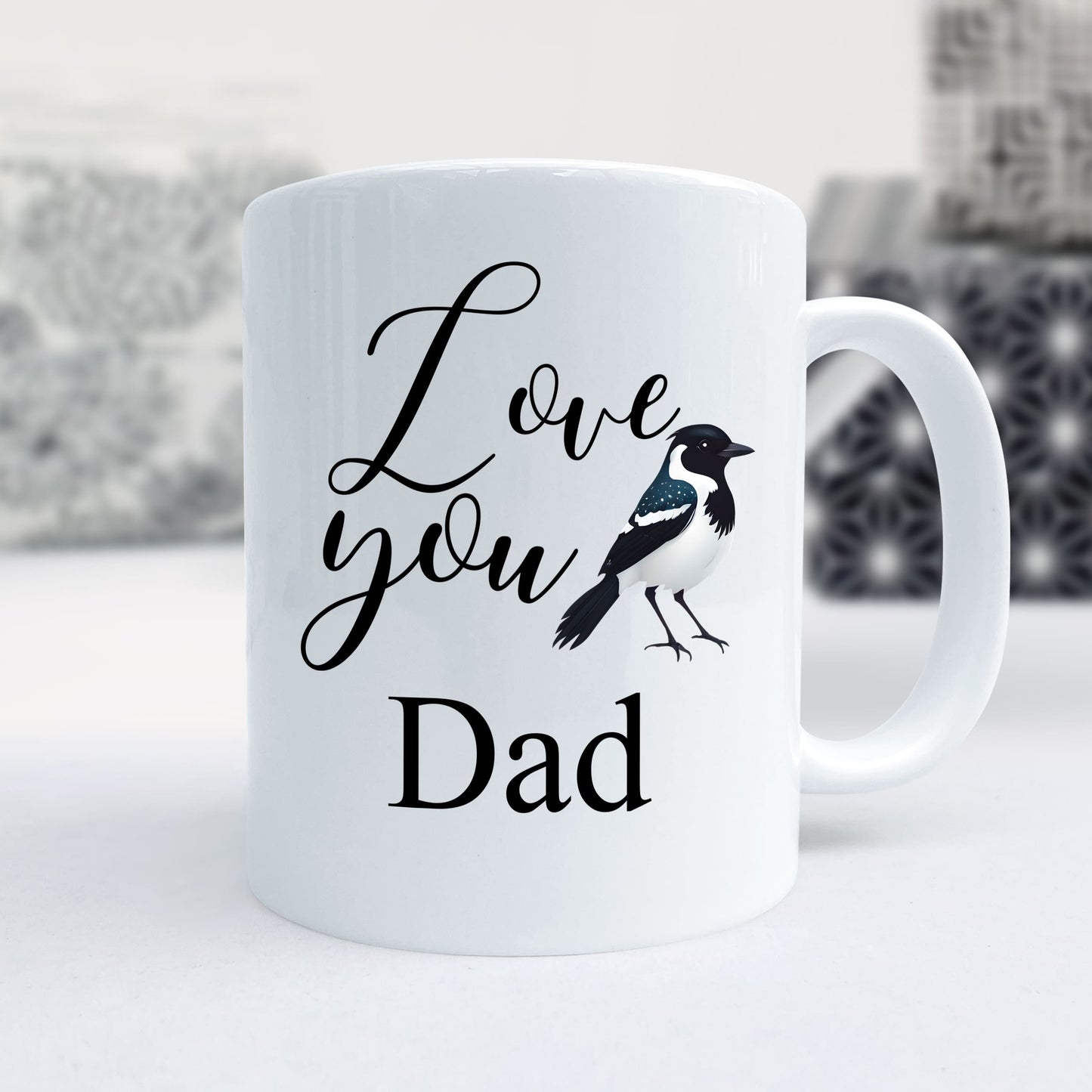 Love You Personalised Magpie Bird Art Gift Mug  Mug