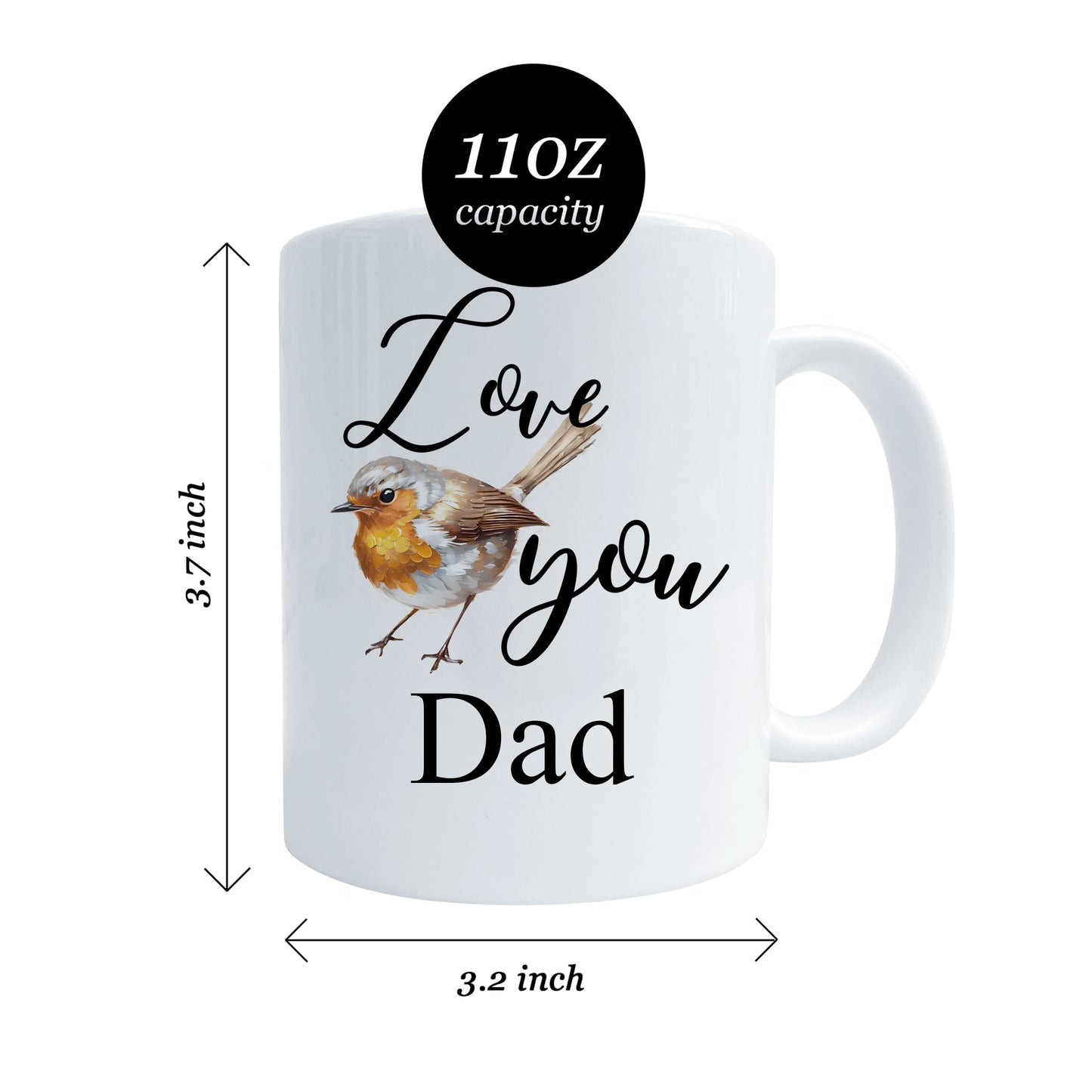 Love You Personalised Robin Art Mug  Mug