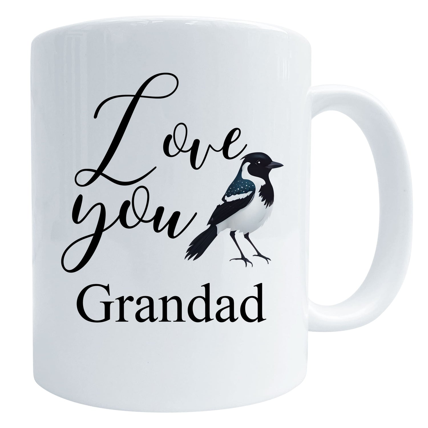 Love You Personalised Magpie Bird Art Gift Mug Grandad Mug