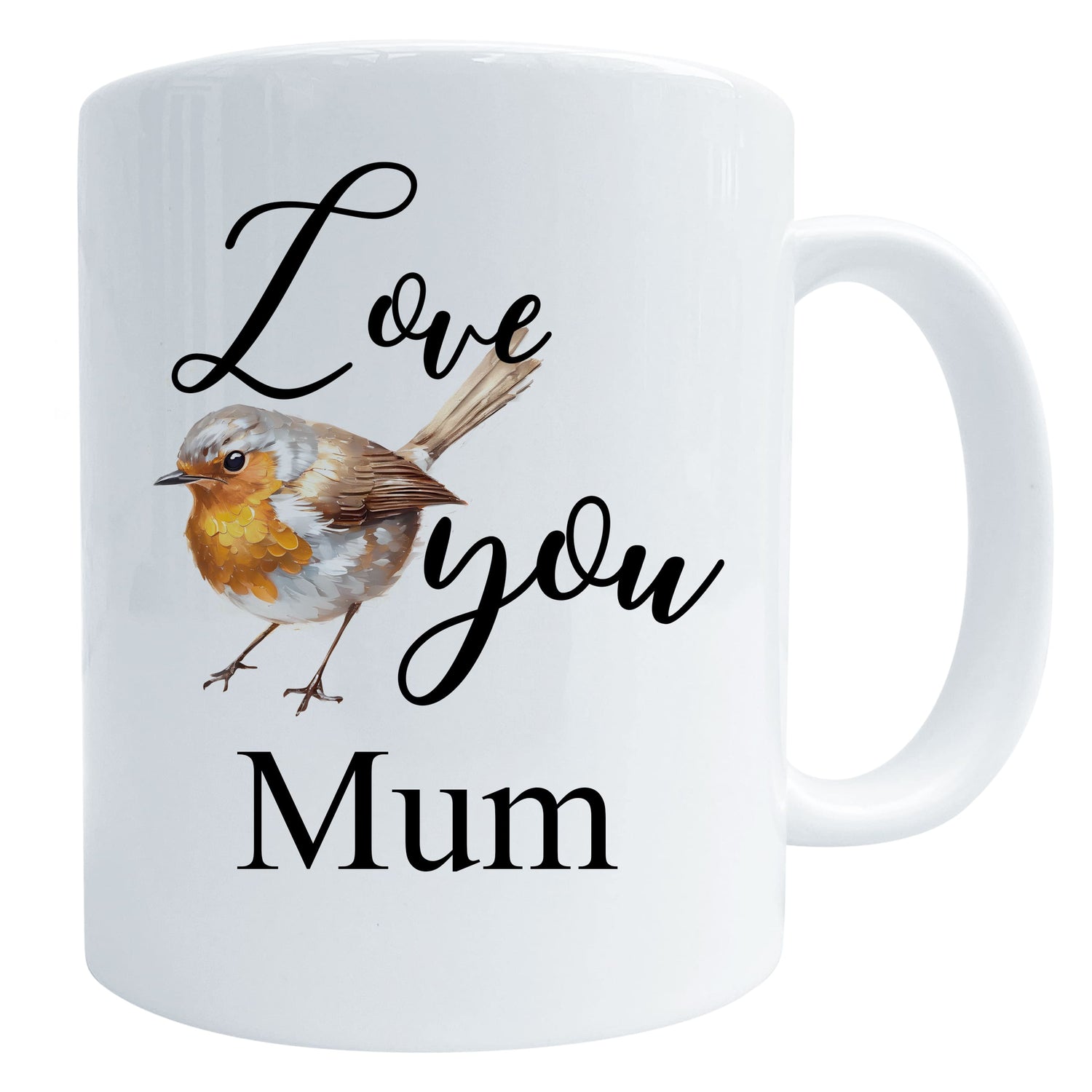 Love You Personalised Robin Art Mug Mum Mug