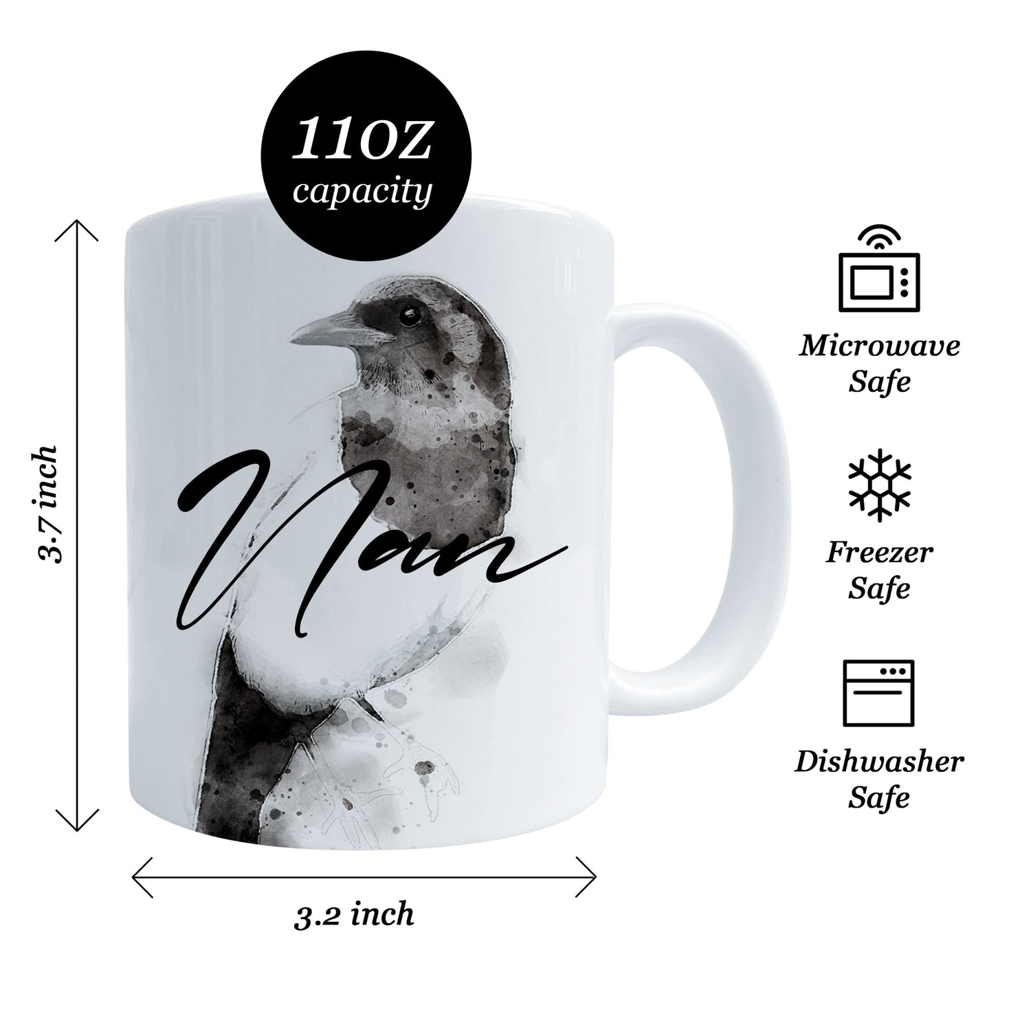 Personalised Magpie Art Mug Gift  Mug