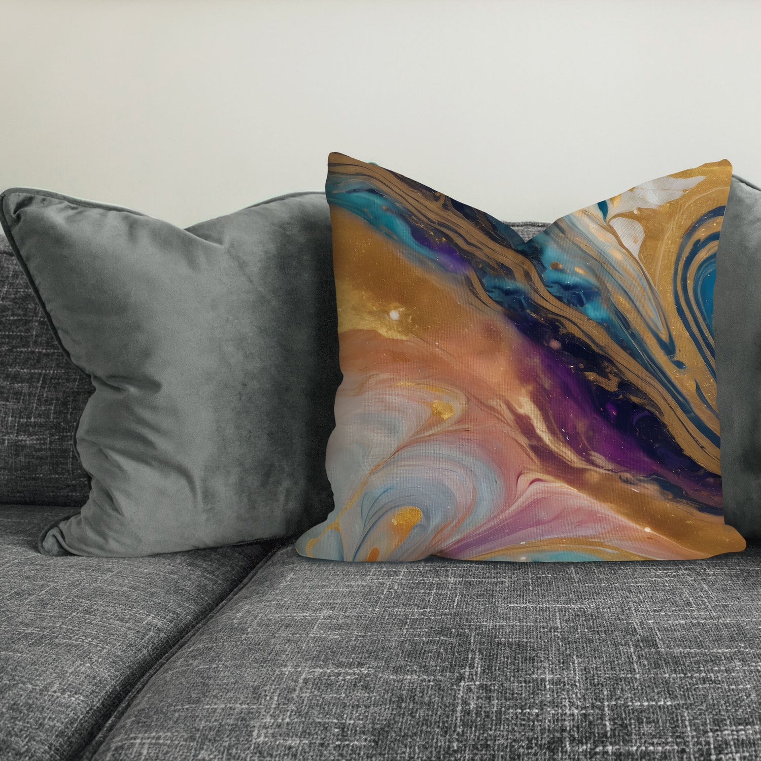 Multicolour Marble Print 45cm Cushion  Cushion