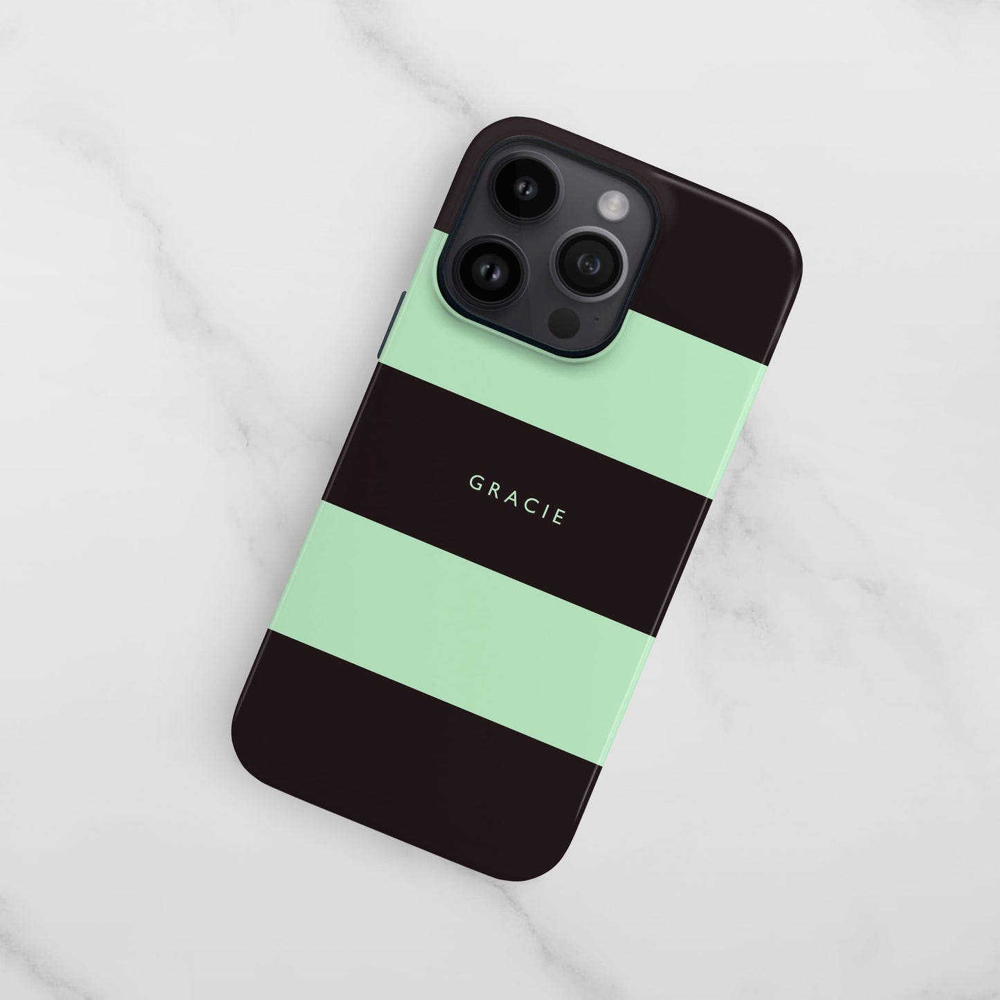 Custom Green And Black Stripes Case iPhone 15 Phone Case