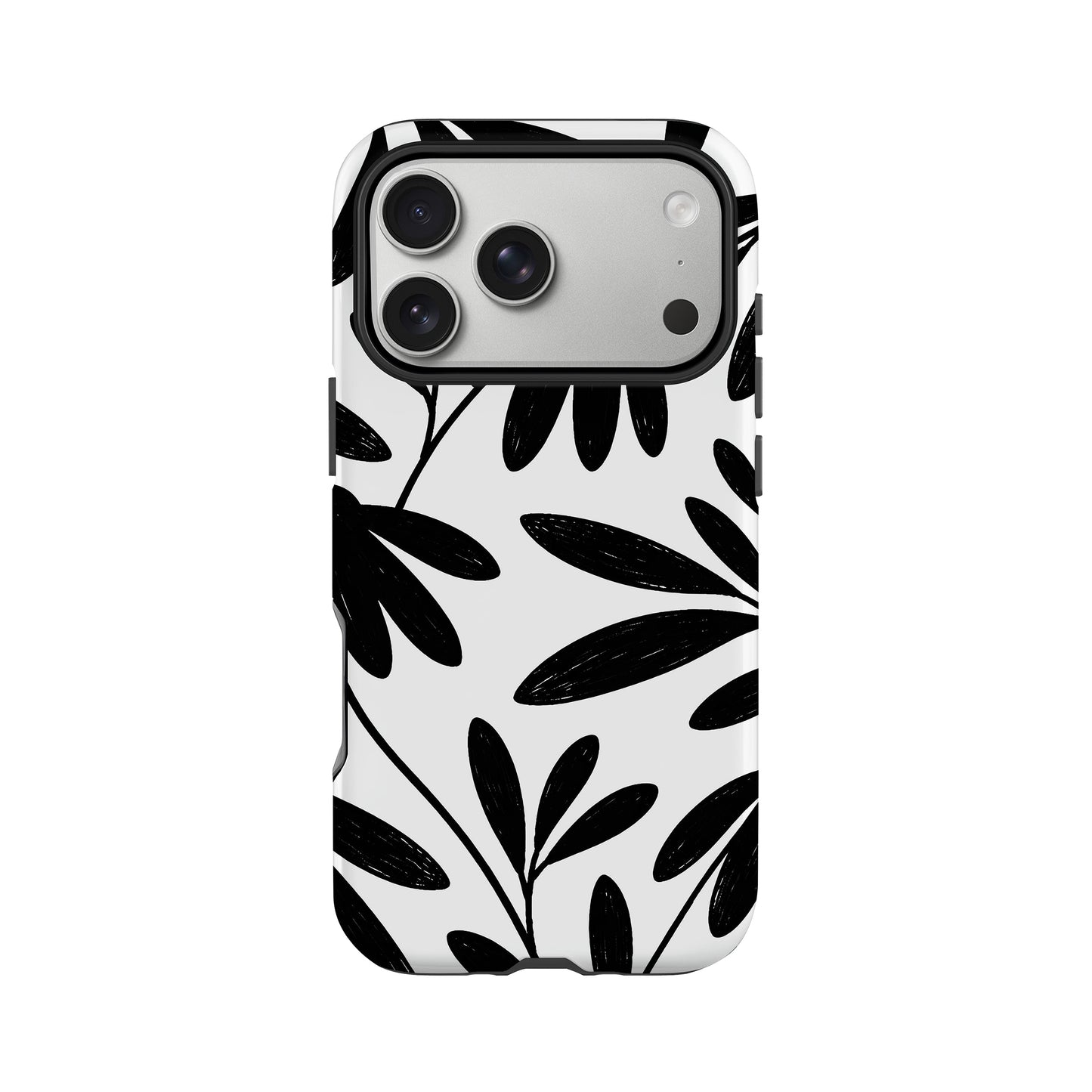 Monotone Floral Doodle Print Case iPhone 17 Pro Phone Case