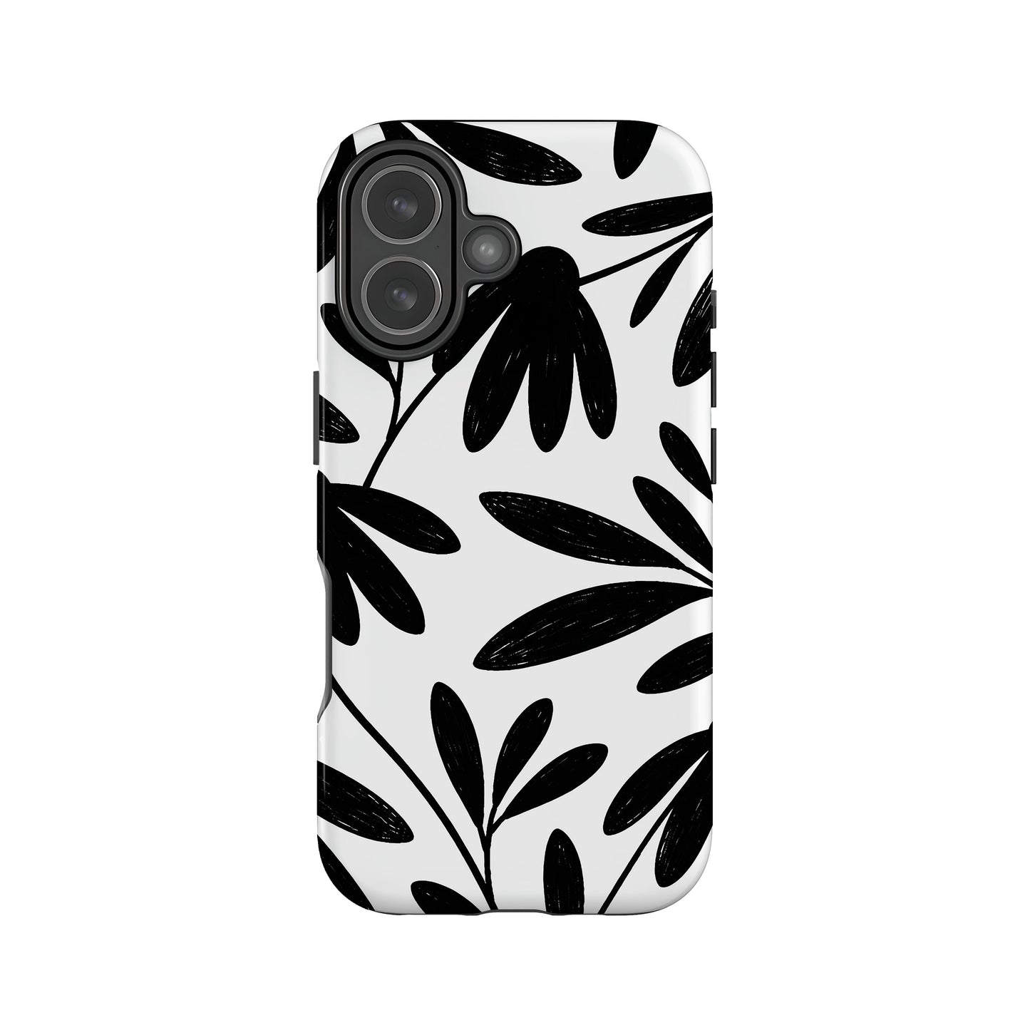 Monotone Floral Doodle Print Case iPhone 17 Phone Case