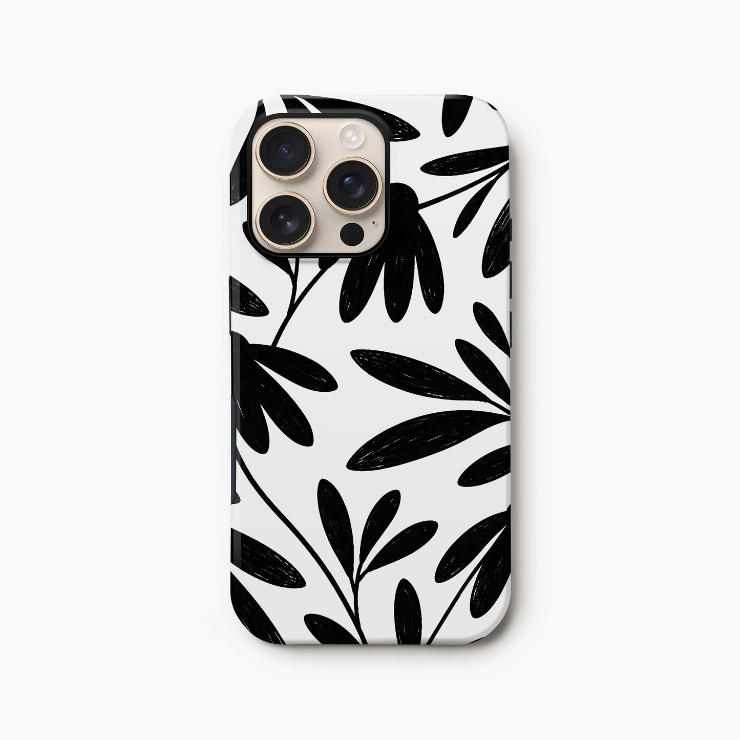 Monotone Floral Doodle Print Case iPhone 16 Pro Phone Case