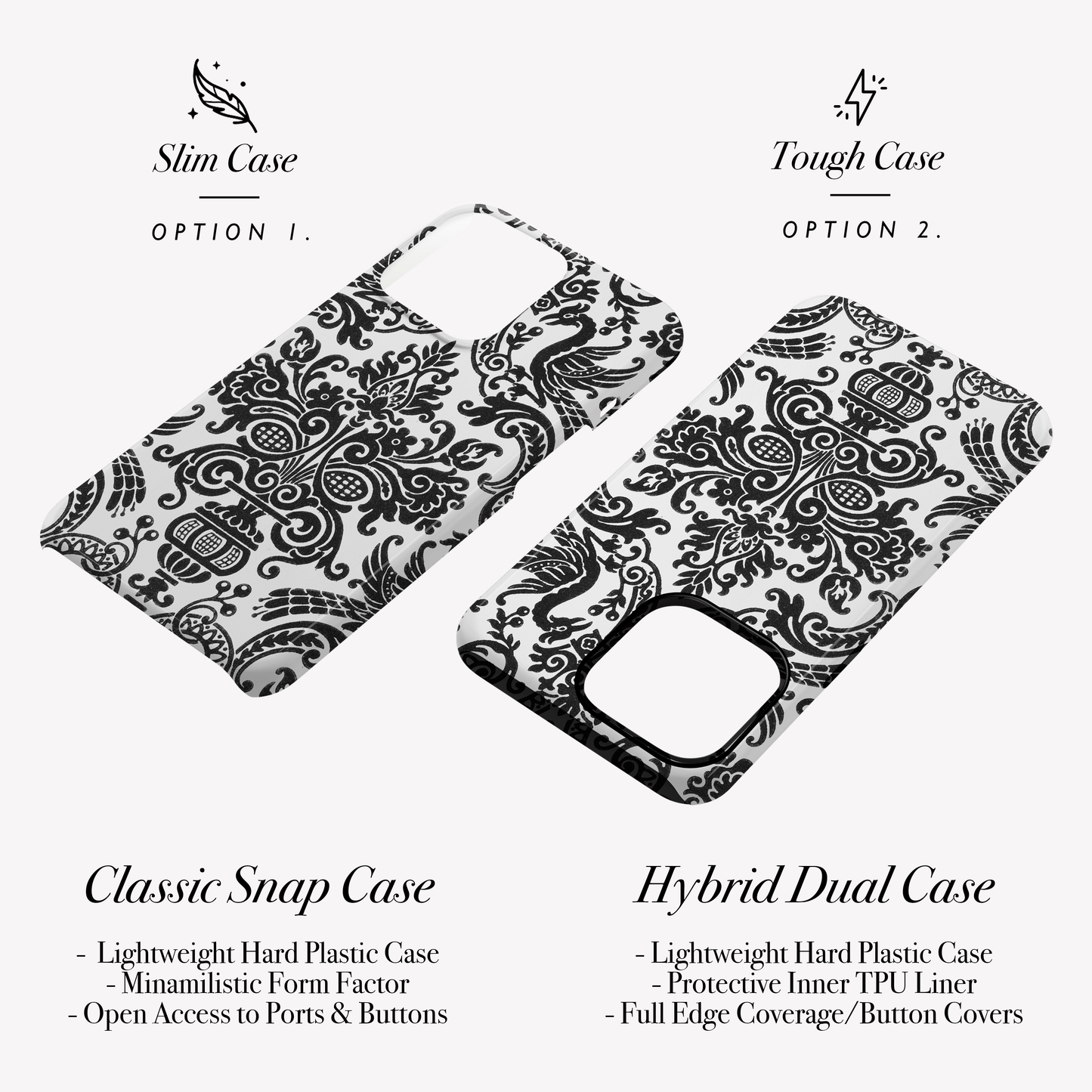 Personalised Black & White Damask Toile Case Phone Case