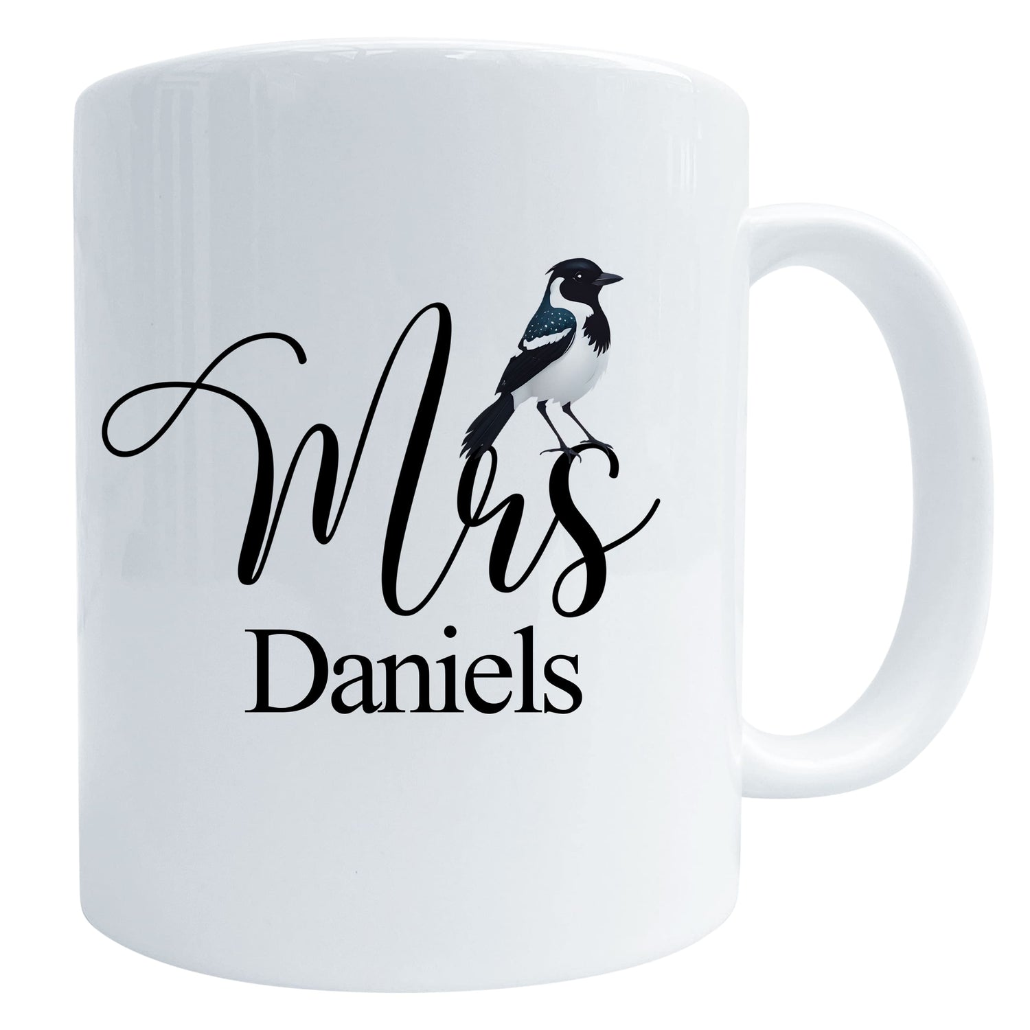Mr Mrs Bird Art Mug Gift for Teachers and Couples Magpie 'Mrs' Mug