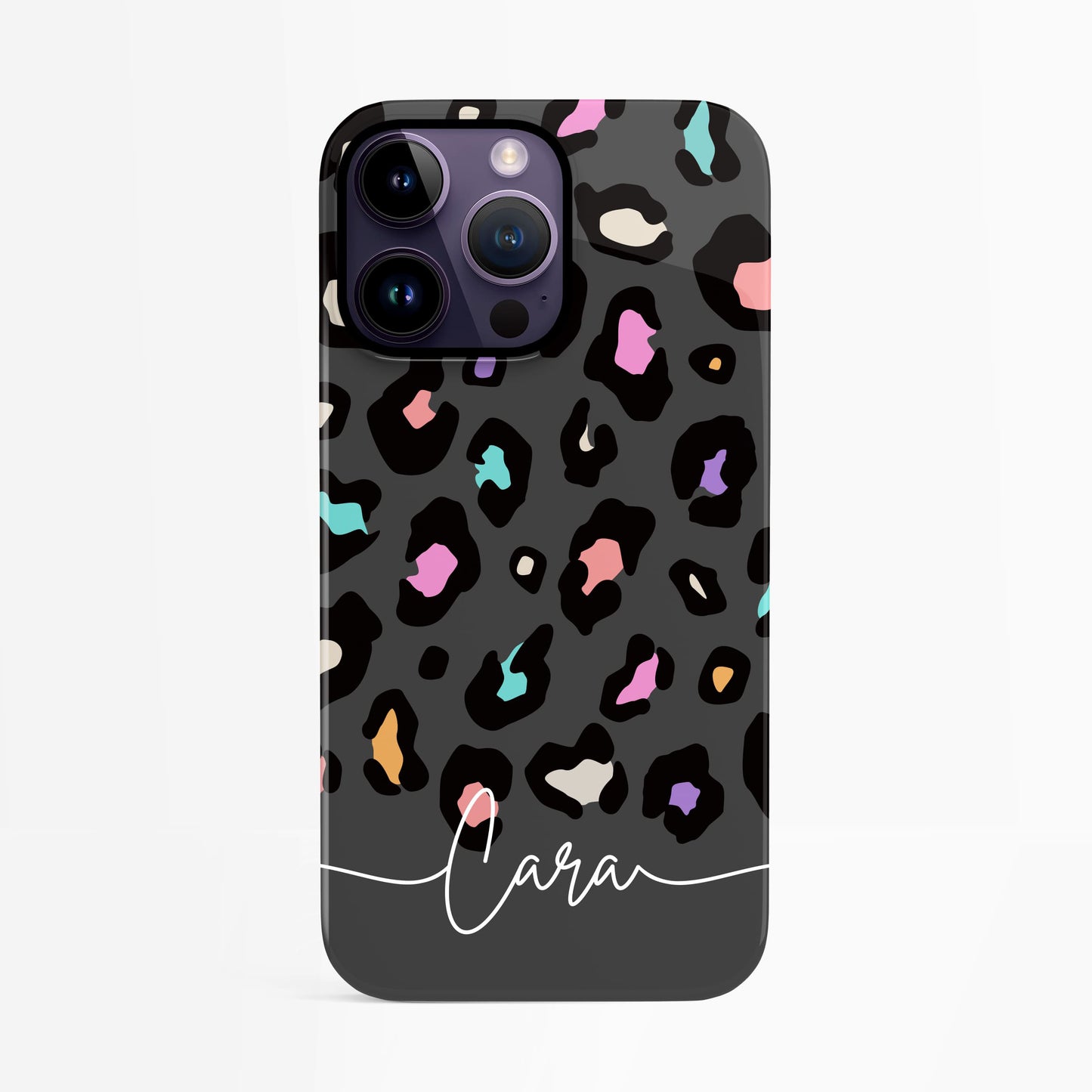 Rainbow Grey Leopard Spots Pattern Case iPhone 14 Phone Case
