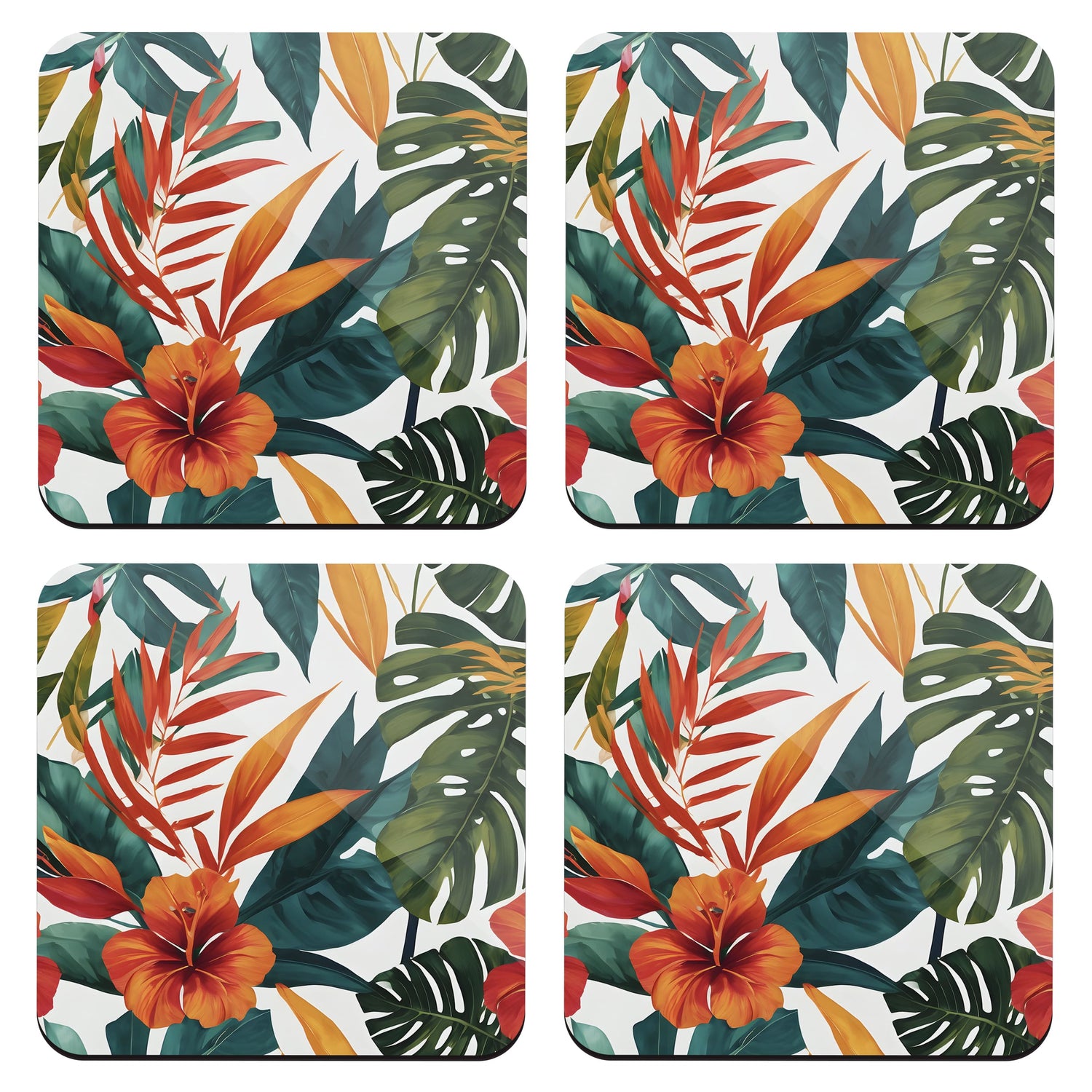 Tropical Floral 4 x Coaster Set  Coaster