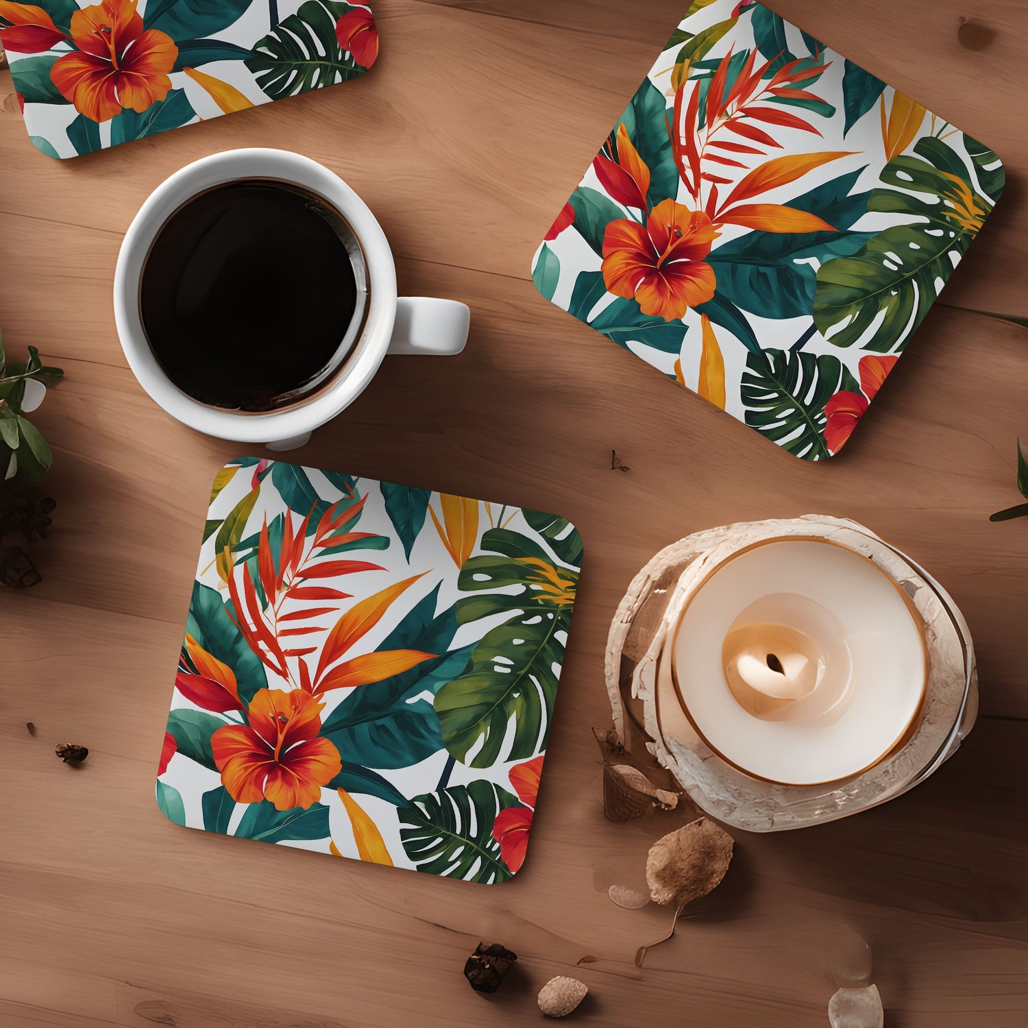 Tropical Floral 4 x Coaster Set  Coaster